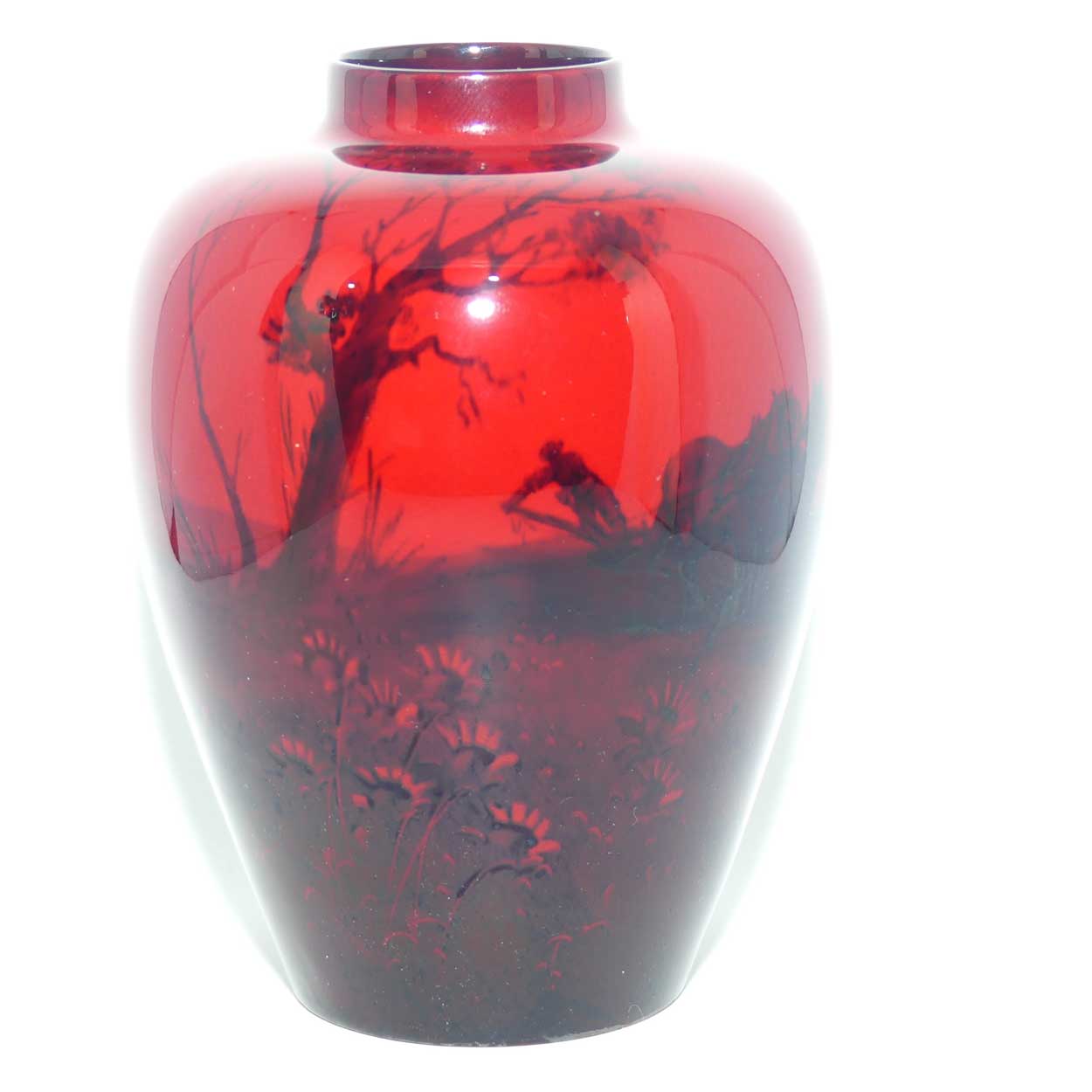 Royal Doulton Flambe Ploughing scene vase