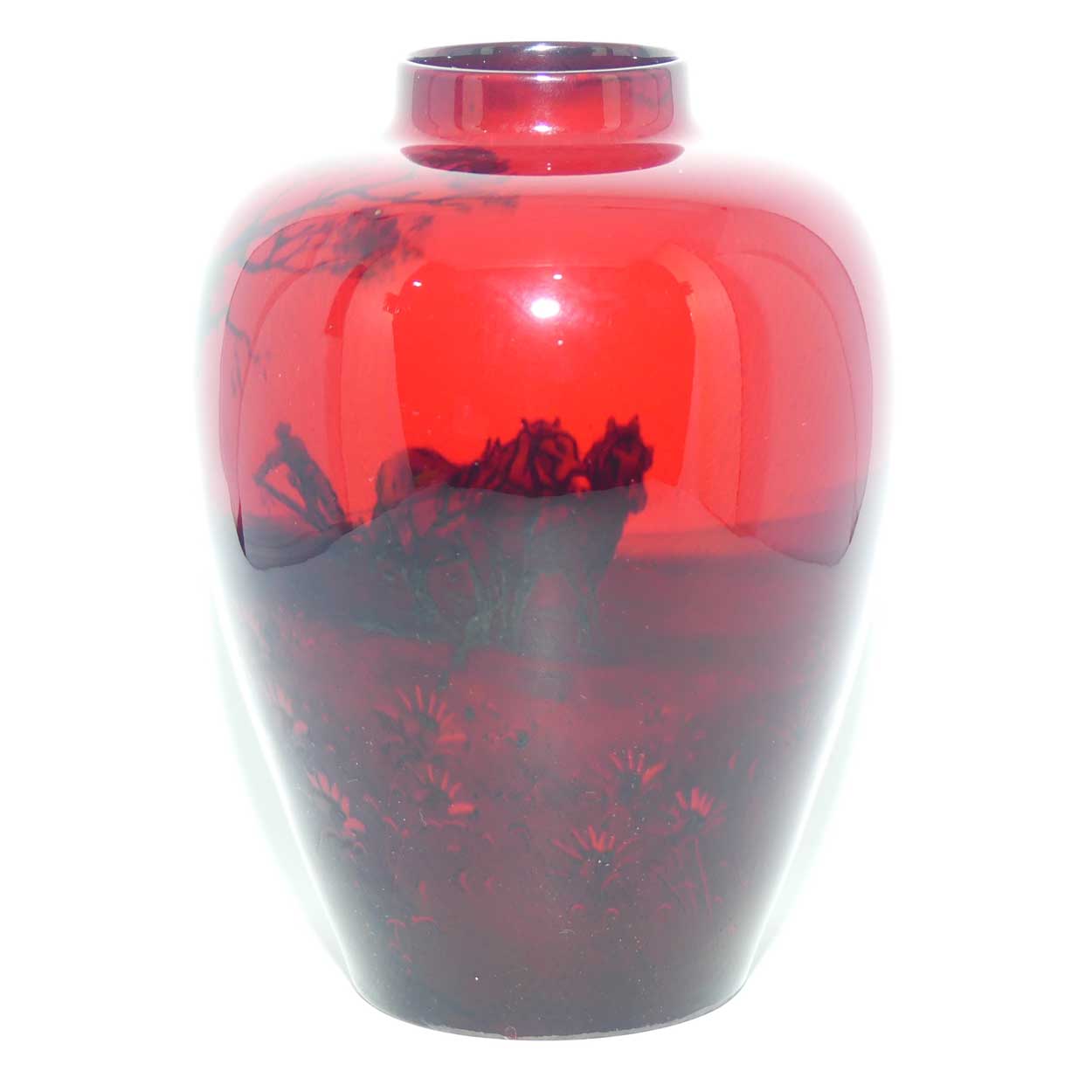 Royal Doulton Flambe Ploughing scene vase