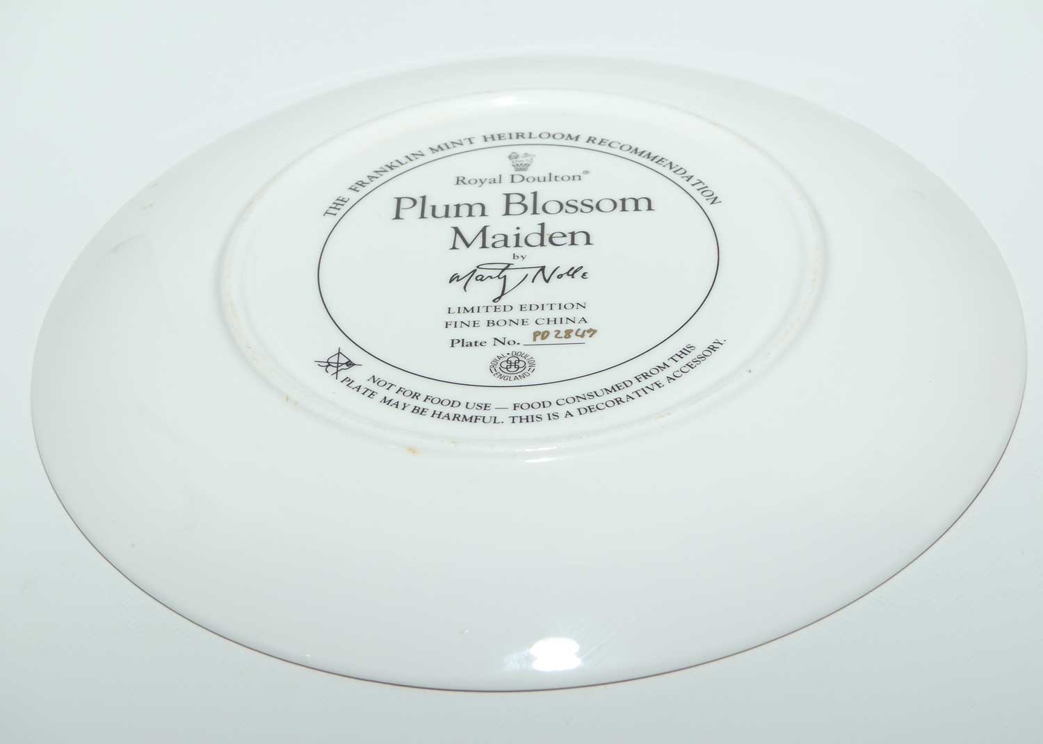 Royal Doulton Flower Maiden plate by Marty Noble | Plum Blossom Maiden