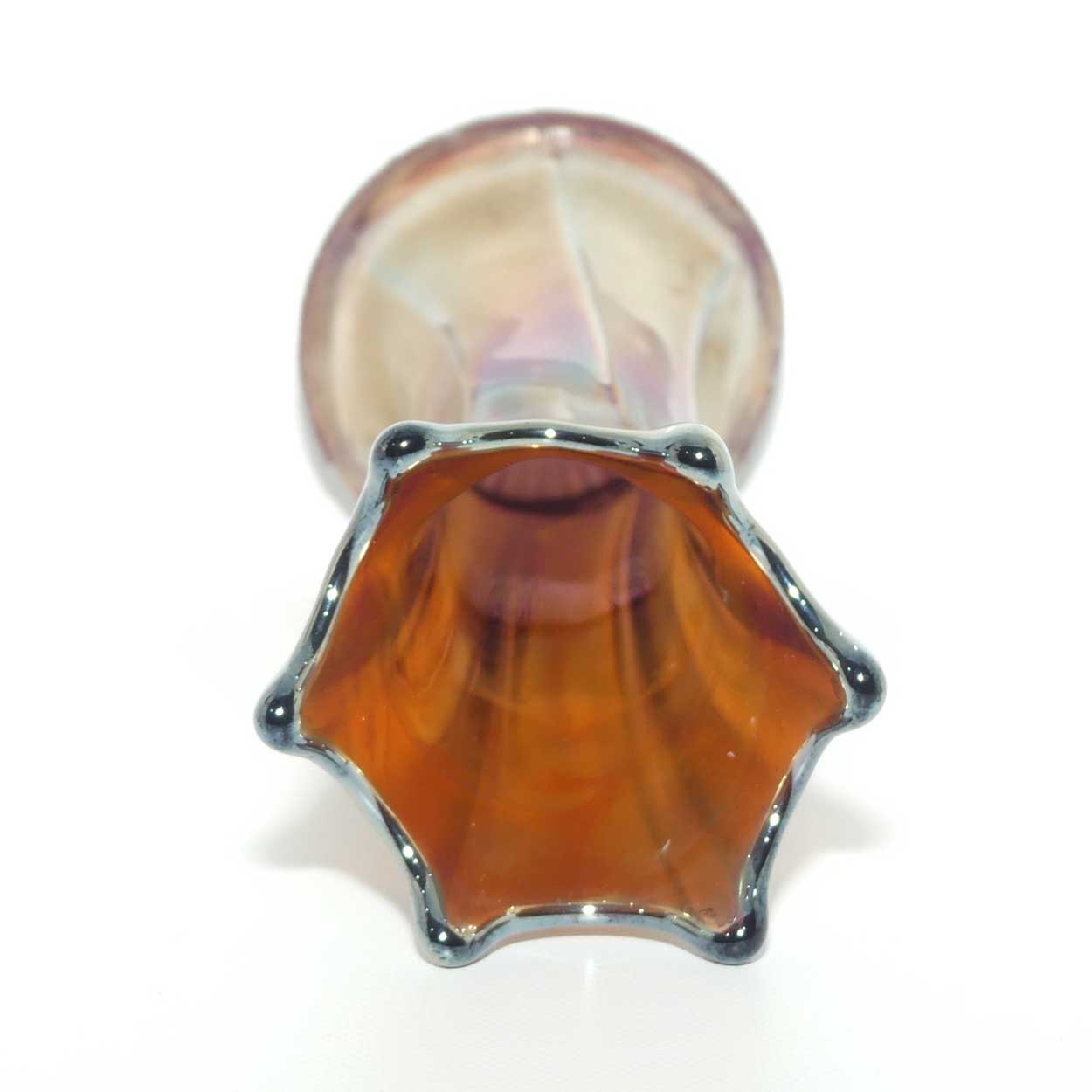 Dark Plum Marigold Carnival Glass vase | possibly Fenton