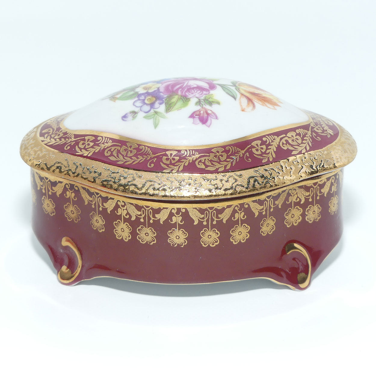 PM Martinroda Germany Floral and Rouge Gilt trinket box