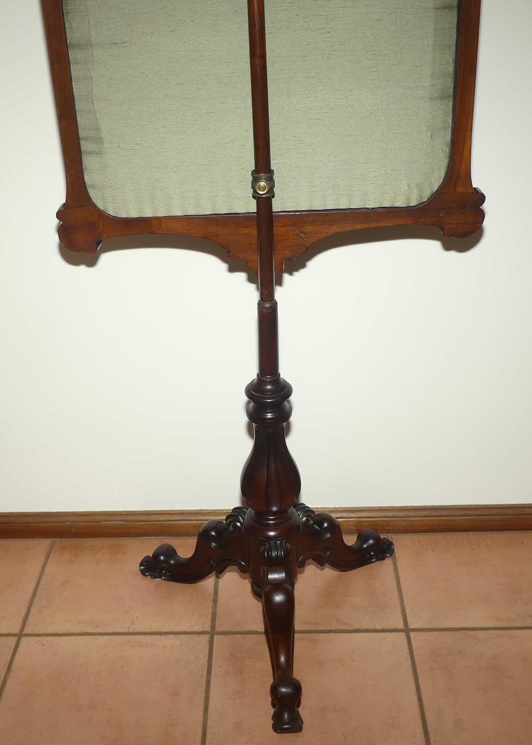 Victorian era Rosewood Floral tapestry Pole Screen on tripod base