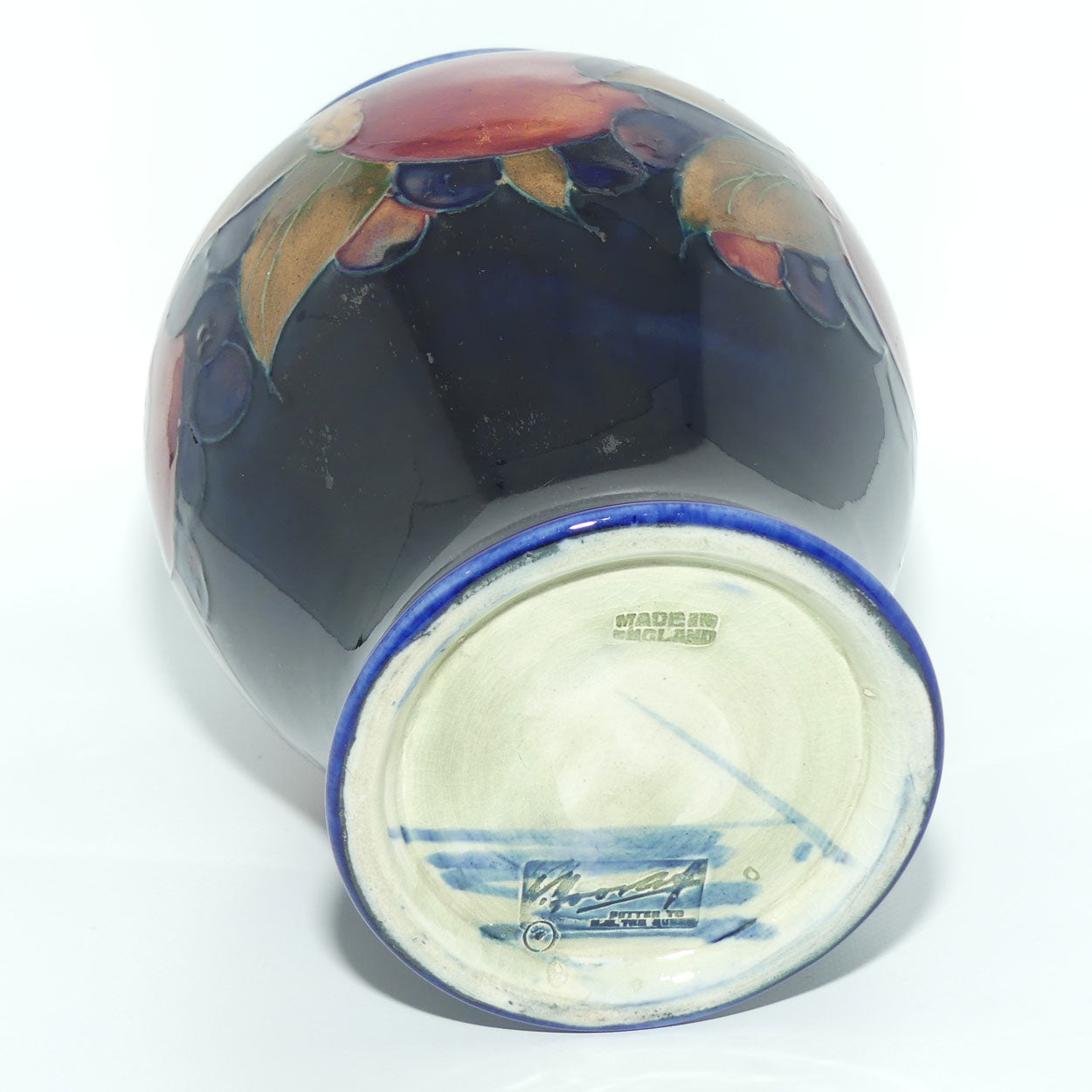 William Moorcroft Pomegranate bulbous vase (Open Pomegranate; c1928-1945)