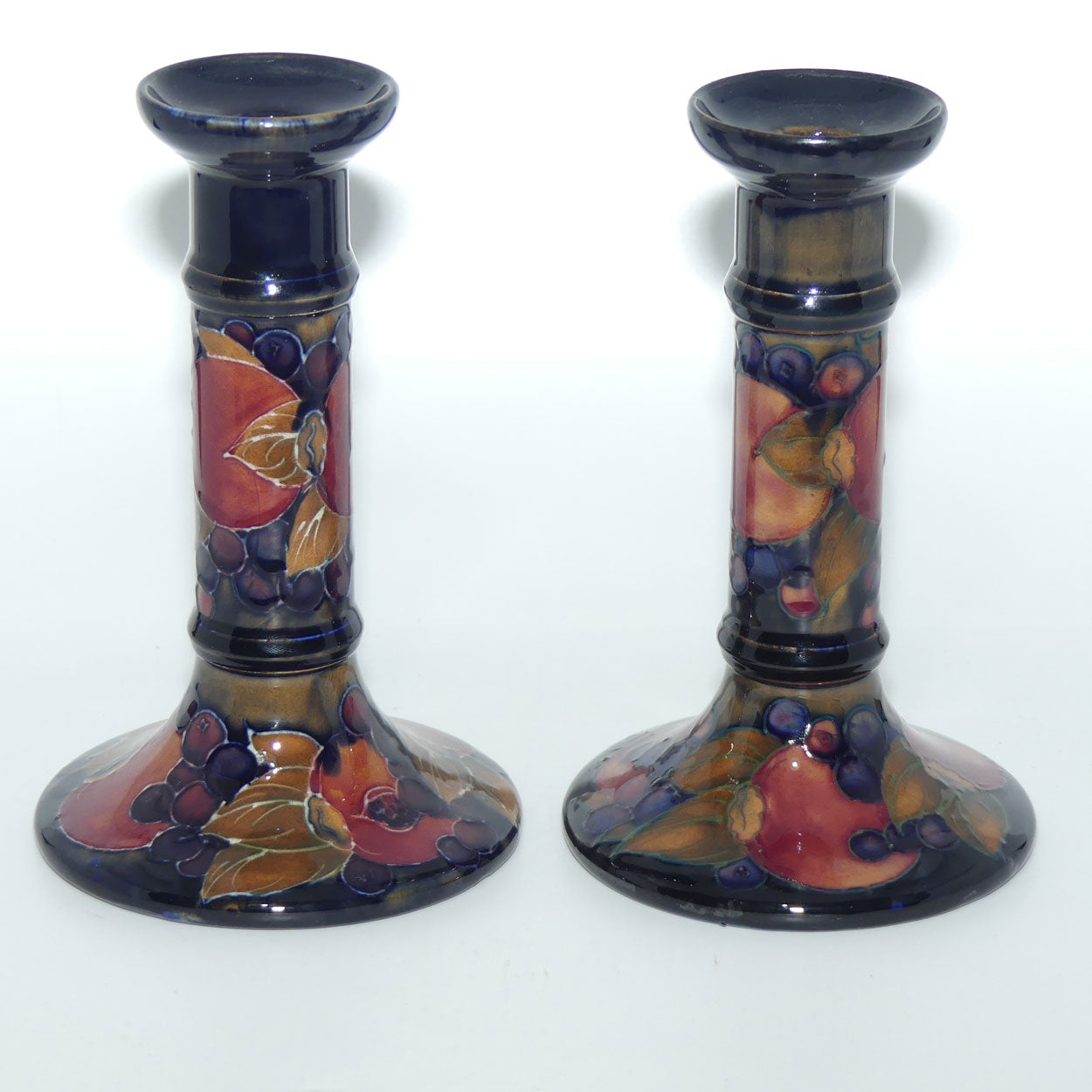 William Moorcroft Pomegranate candlesticks | Pair