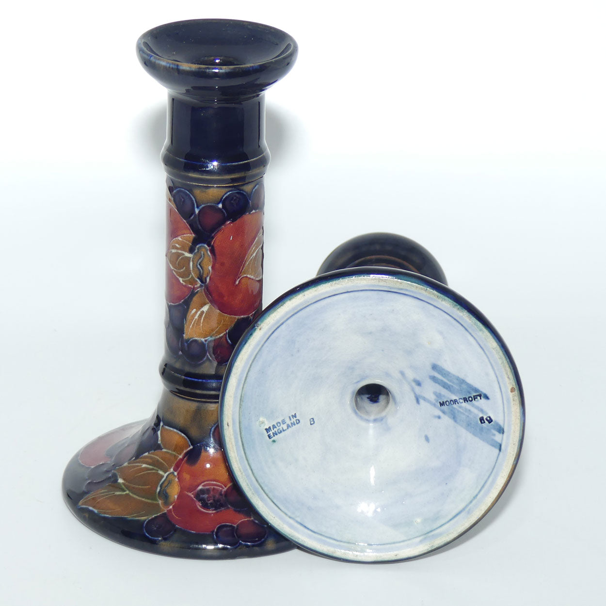 William Moorcroft Pomegranate candlesticks | Pair