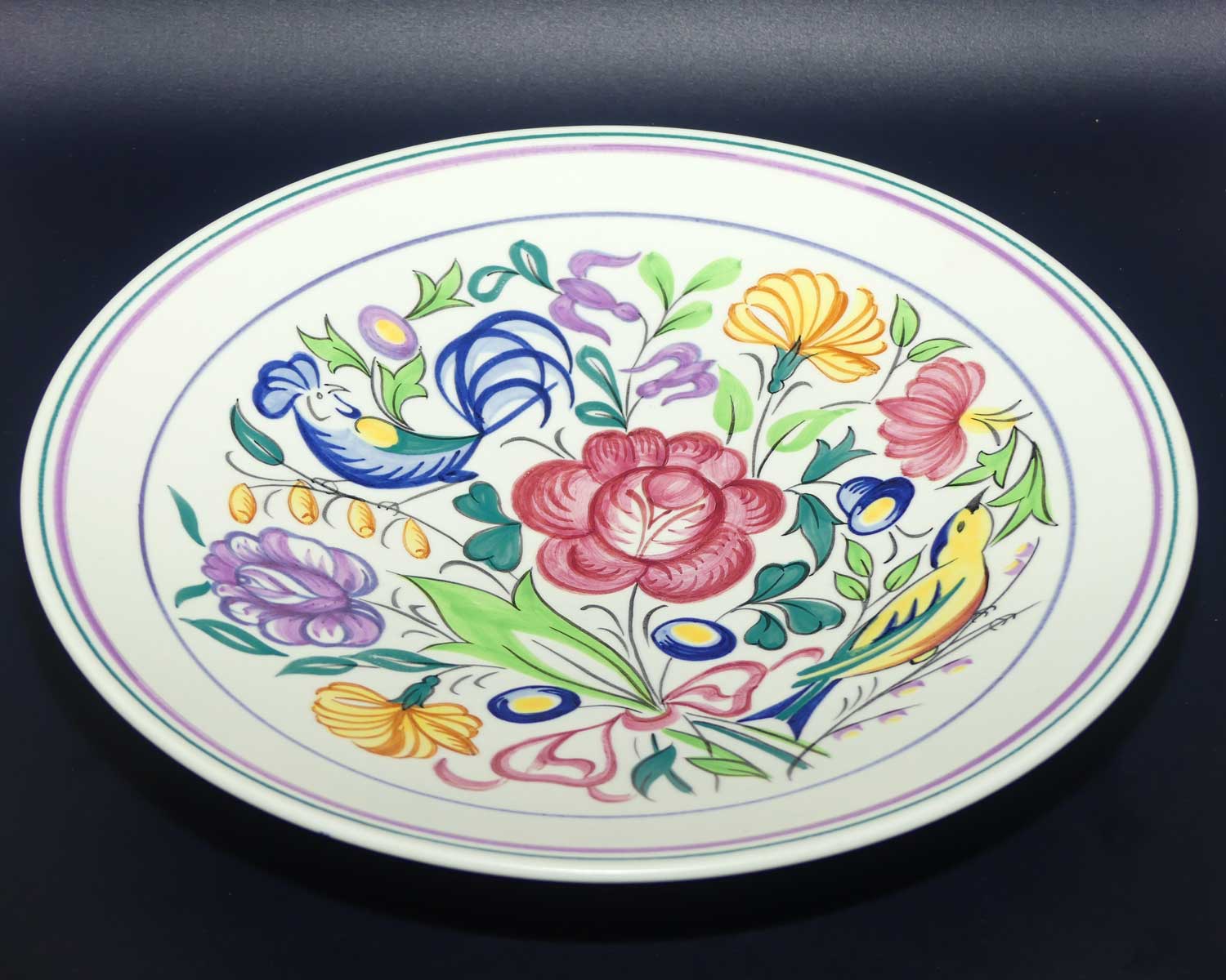 Poole Pottery Traditional Hand Decorated bowl | Flowers and Birds