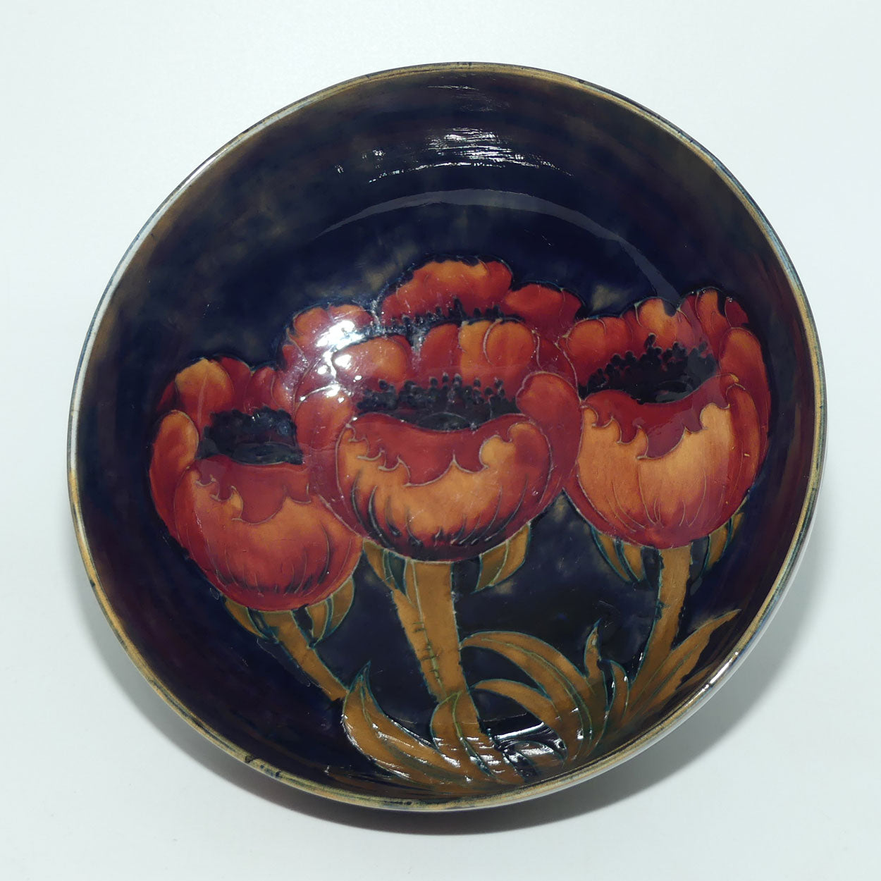 William Moorcroft Poppies fruit bowl | Ochre Poppies | #2