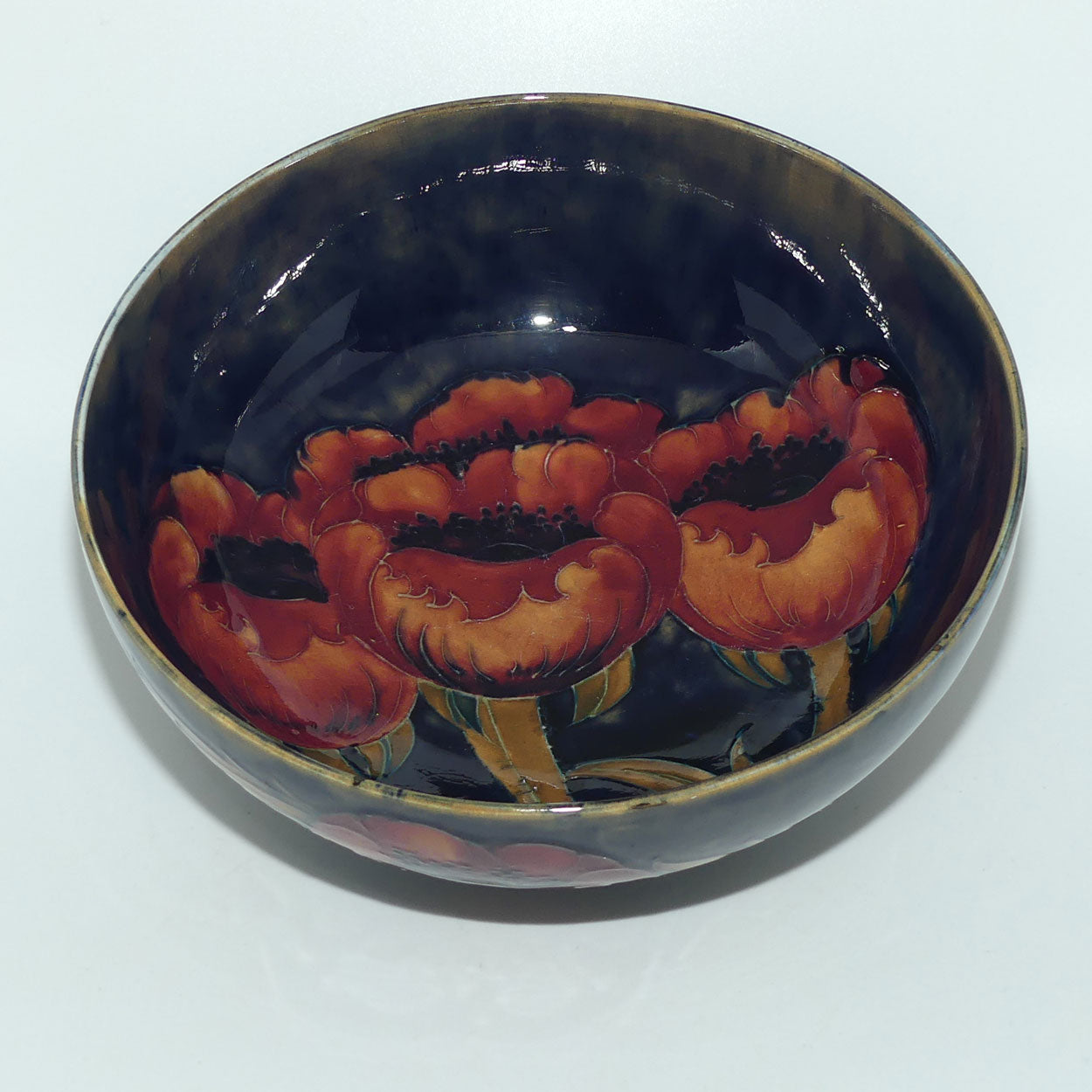 William Moorcroft Poppies fruit bowl | Ochre Poppies | #2