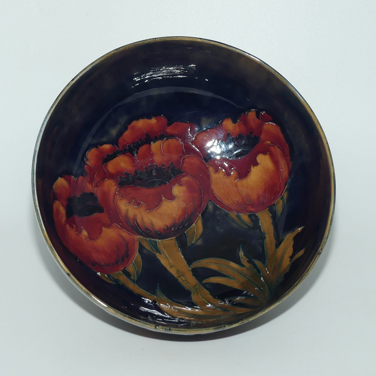 William Moorcroft Poppies fruit bowl | Ochre Poppies | #2