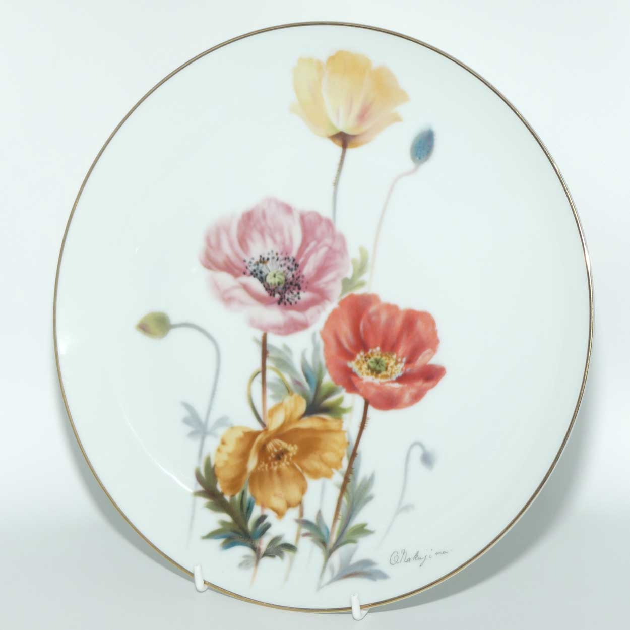 Noritake | Nippon Toki Kaisha Poppies plate signed O Nakajima