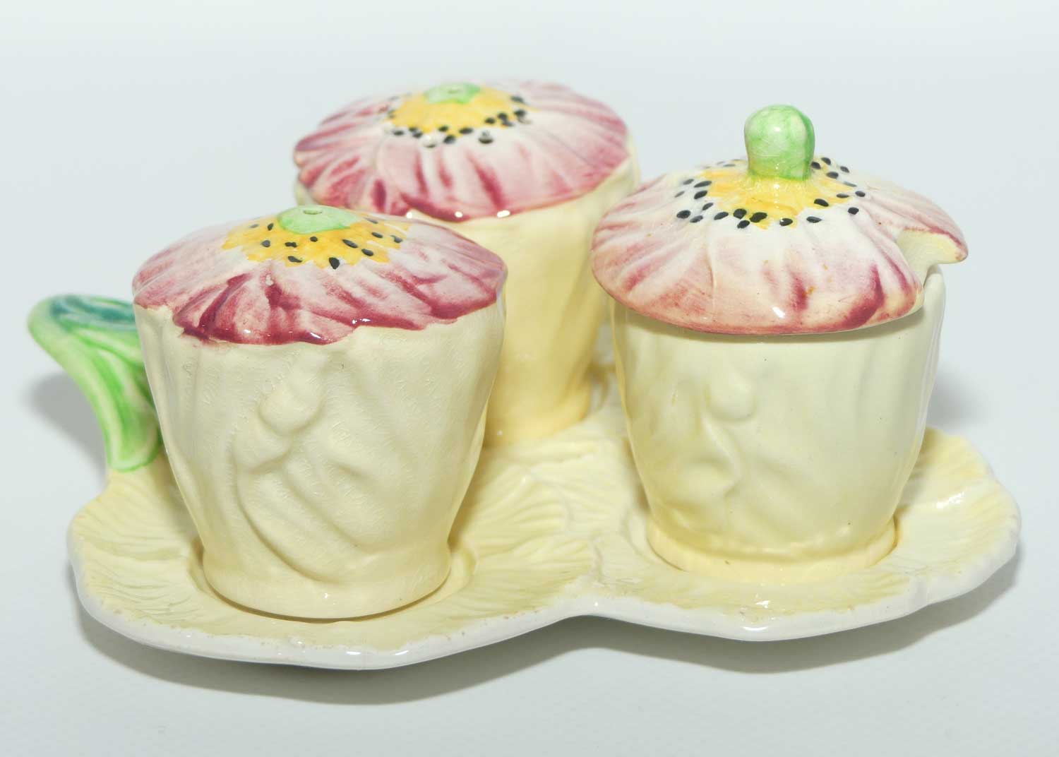 Carlton Ware Poppy pattern cruet set on tray