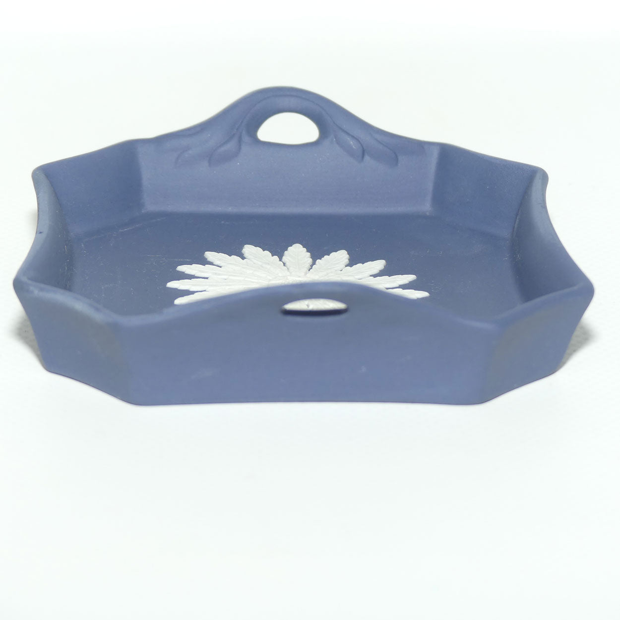 Wedgwood Jasper | White on Portland Blue | Twin Handled Floral tray