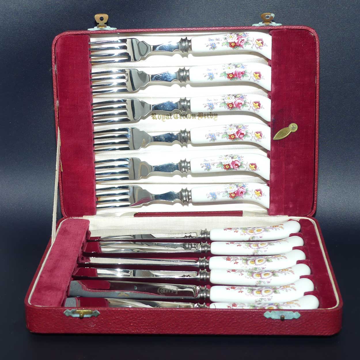 Royal Crown Derby Derby Posies boxed set of knives and forks