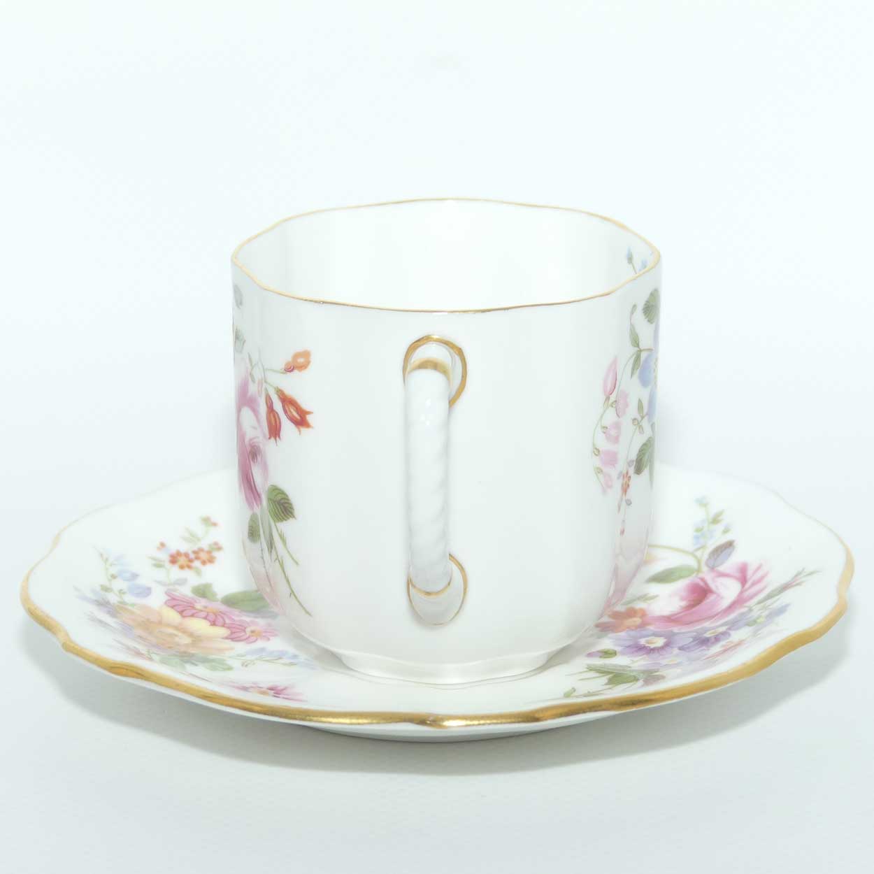 Royal Crown Derby Derby Posies coffee duo | Green Backstamp