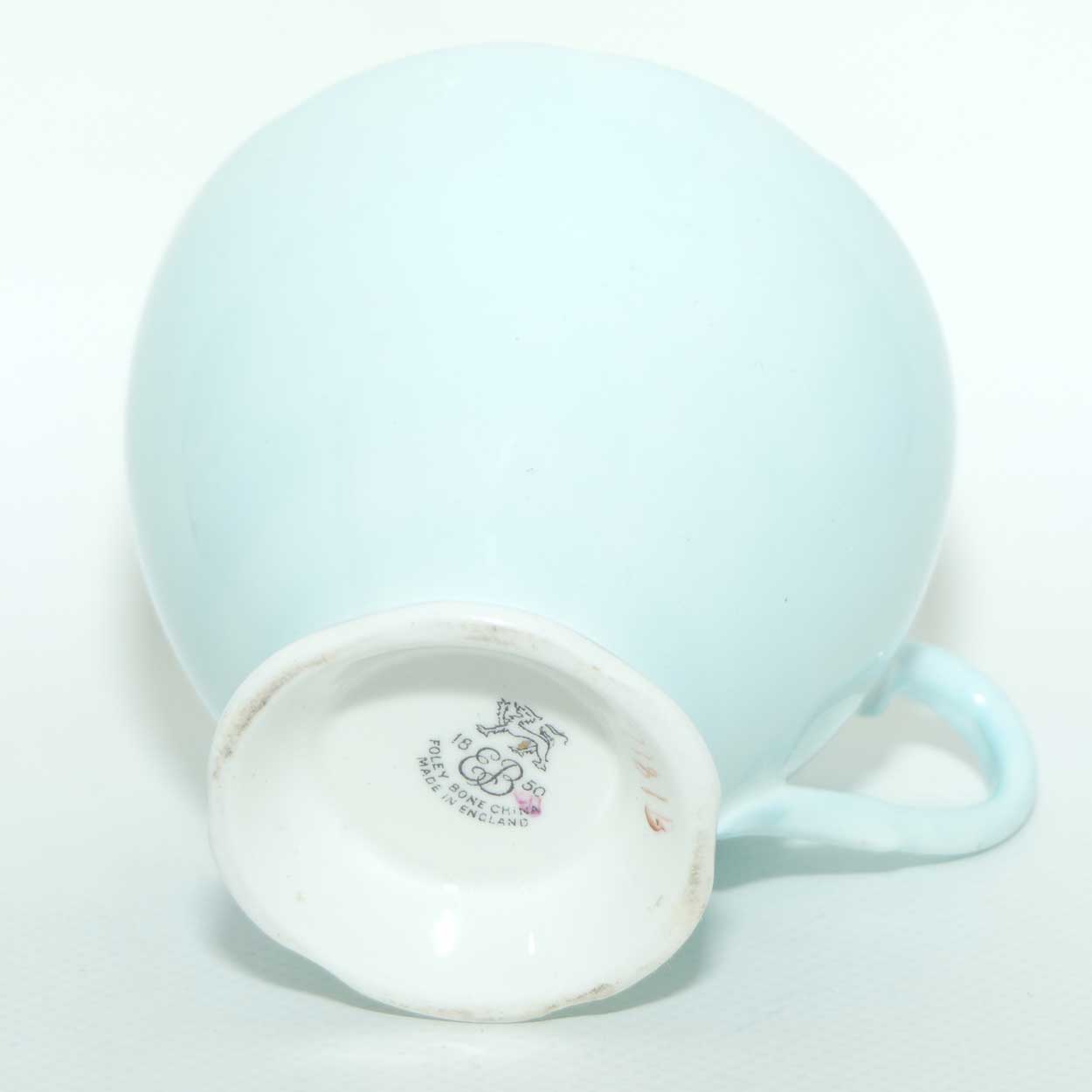 EB Foley Bone China Floral Spray trio | Pale Blue ground with Yellow Interior