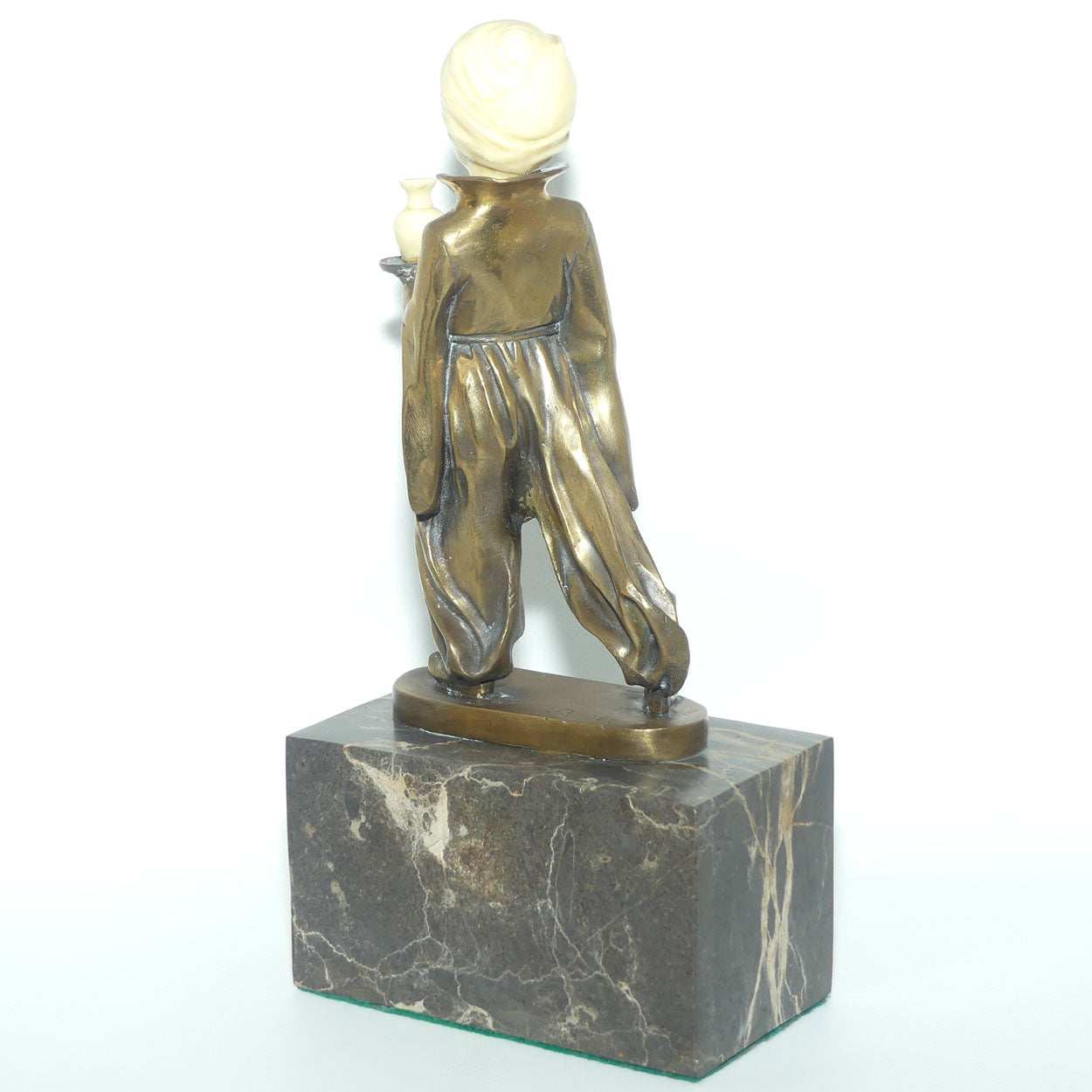Small Decorator Bronze of Boy in Turban on Marble base | Preiss