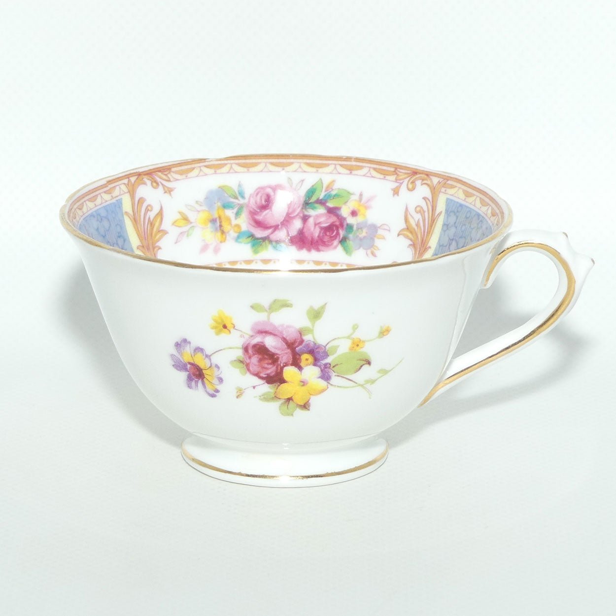 Tuscan Bone China Blue Border with Floral panels trio