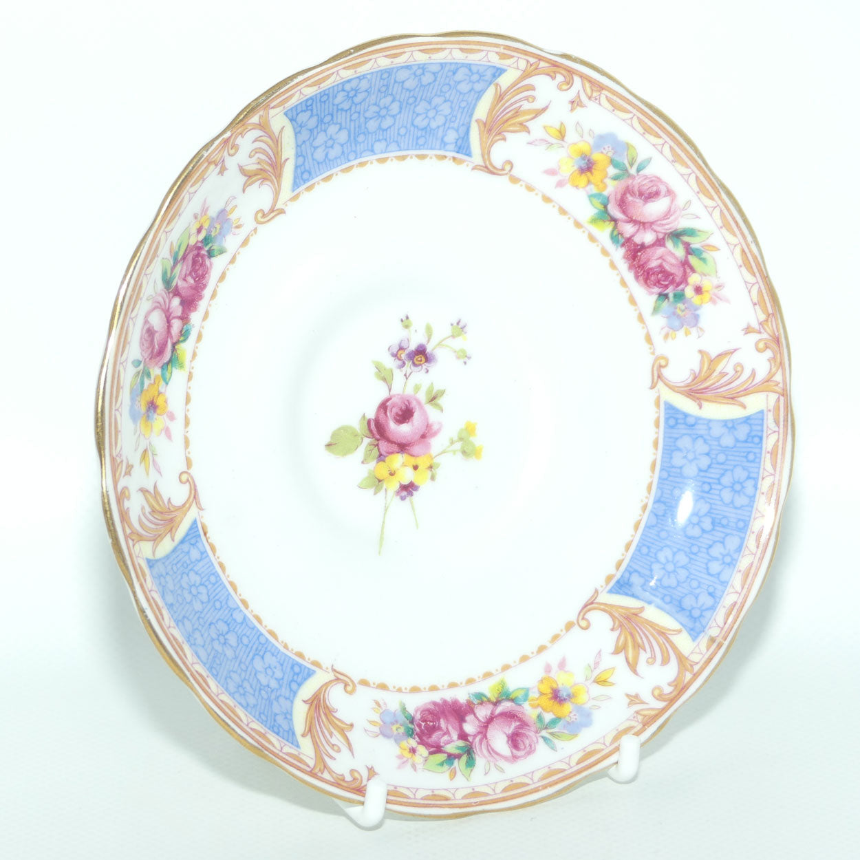 Tuscan Bone China Blue Border with Floral panels trio