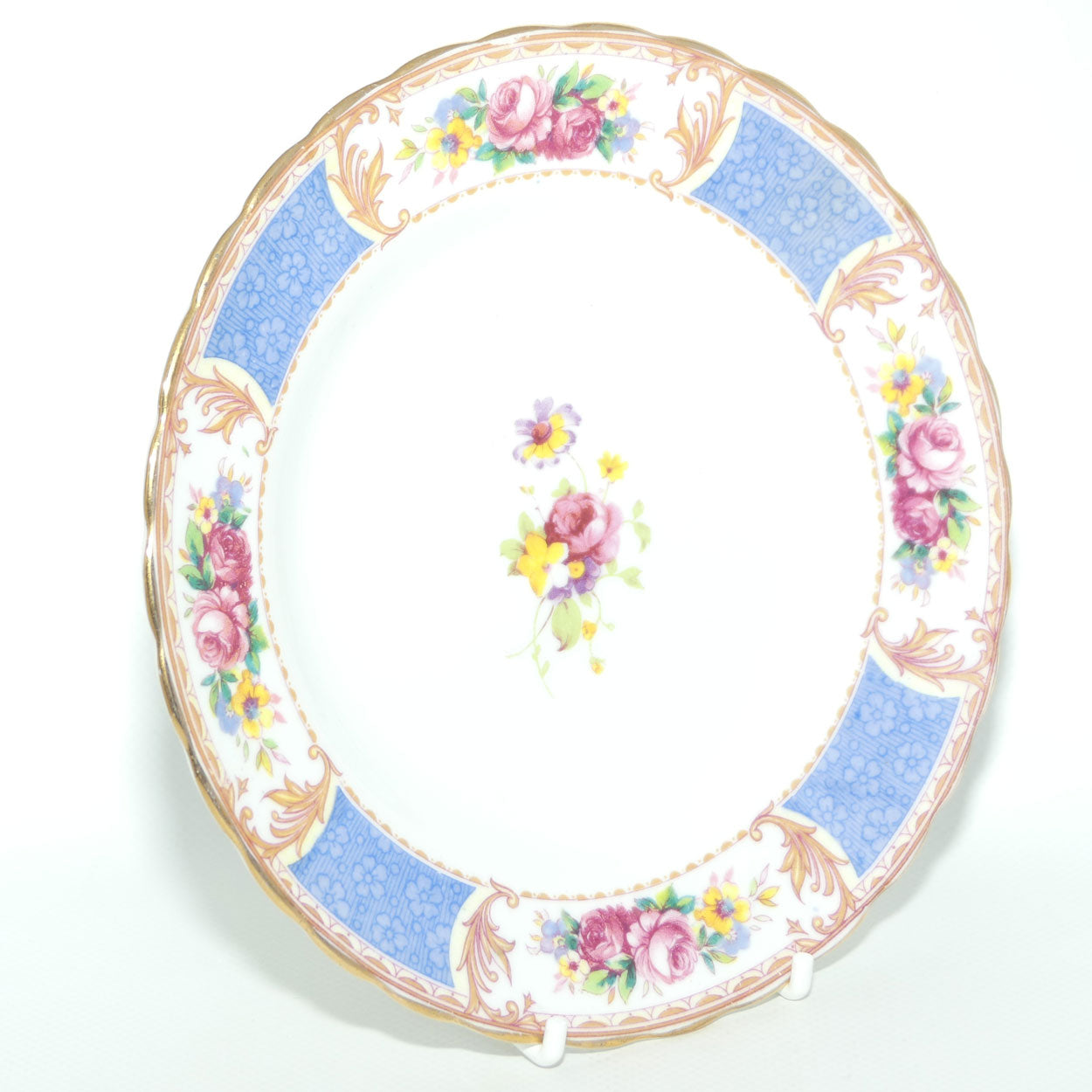 Tuscan Bone China Blue Border with Floral panels trio