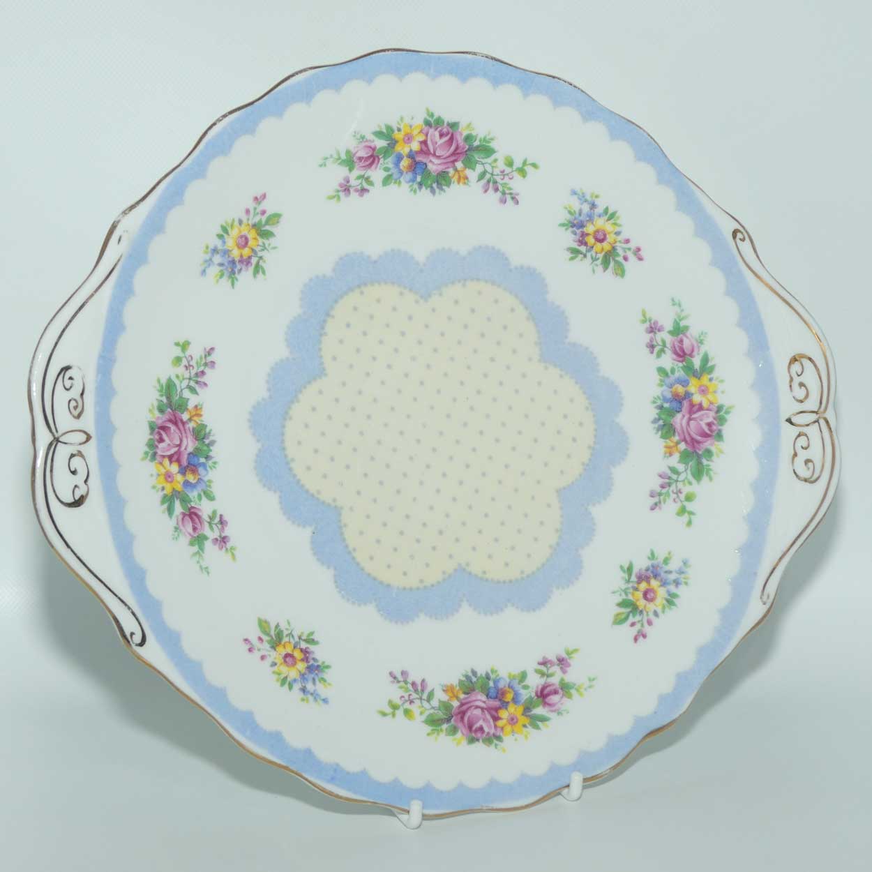 Royal Albert Crown China Prudence pattern handled cake plate
