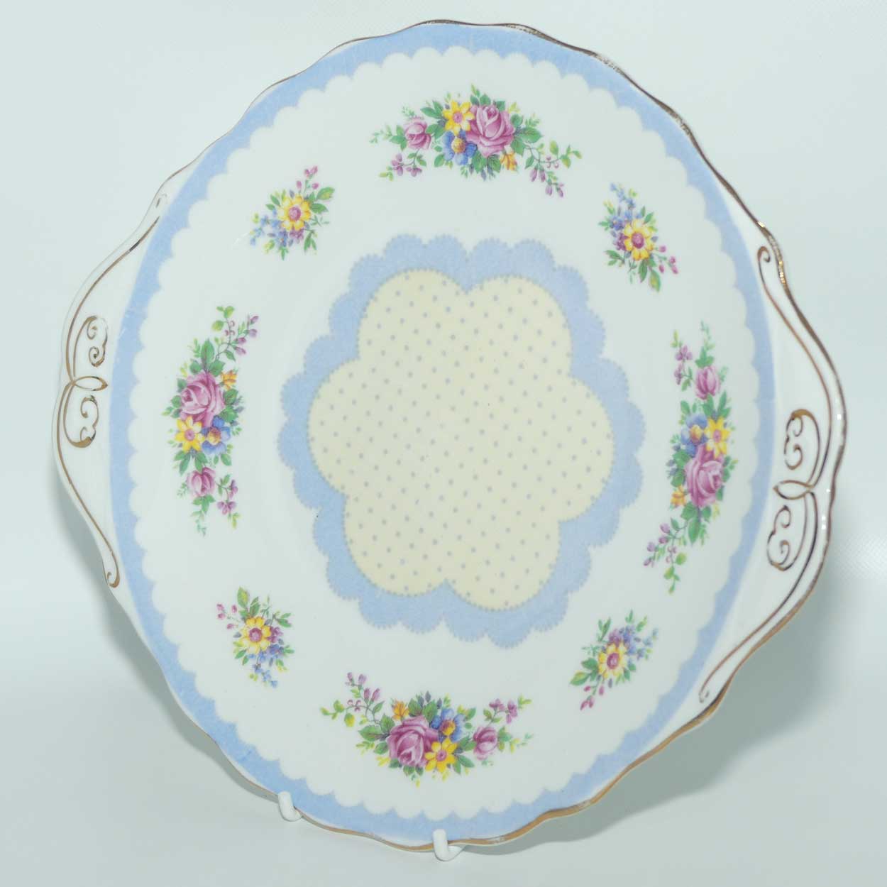 Royal Albert Crown China Prudence pattern handled cake plate