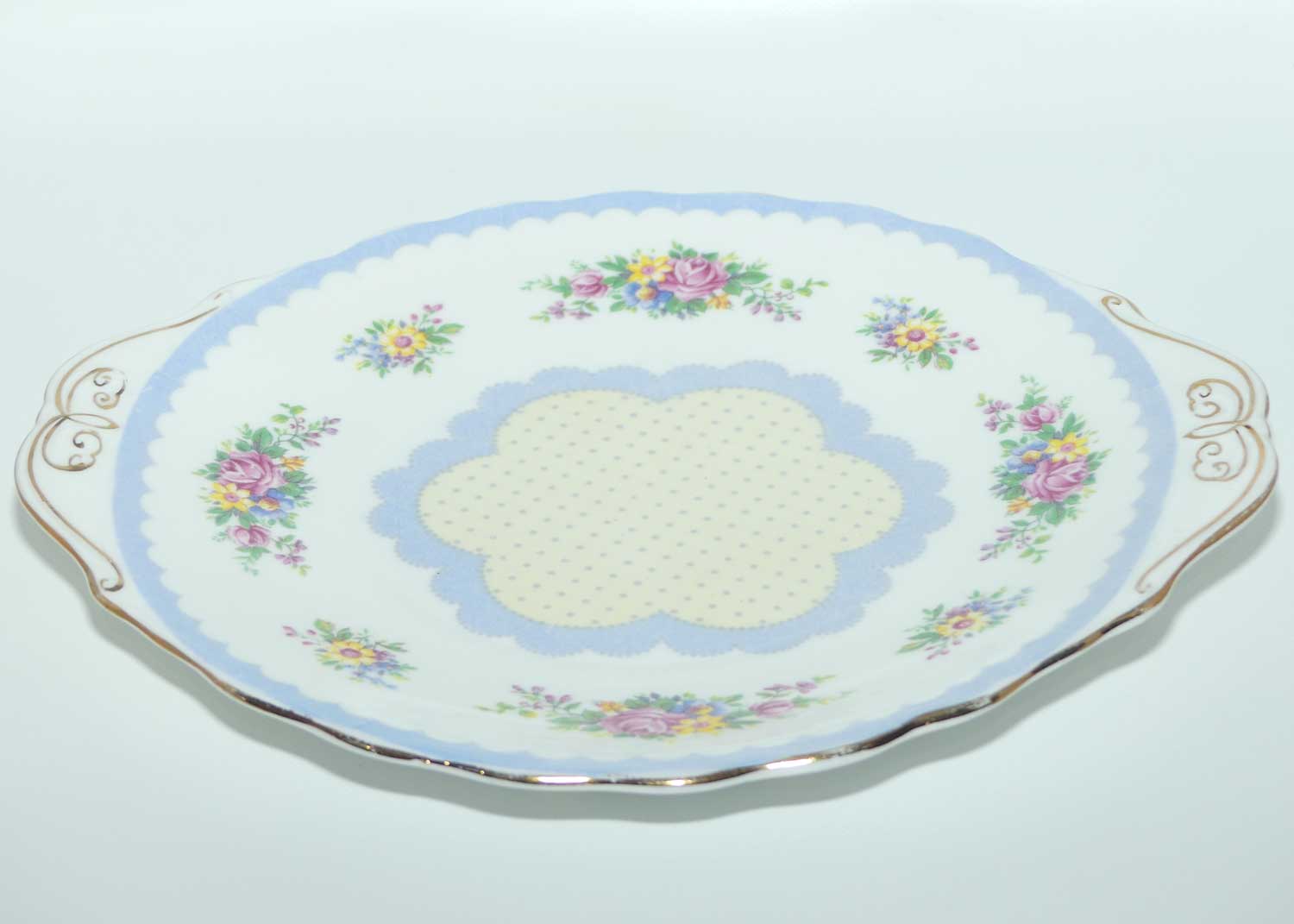 Royal Albert Crown China Prudence pattern handled cake plate