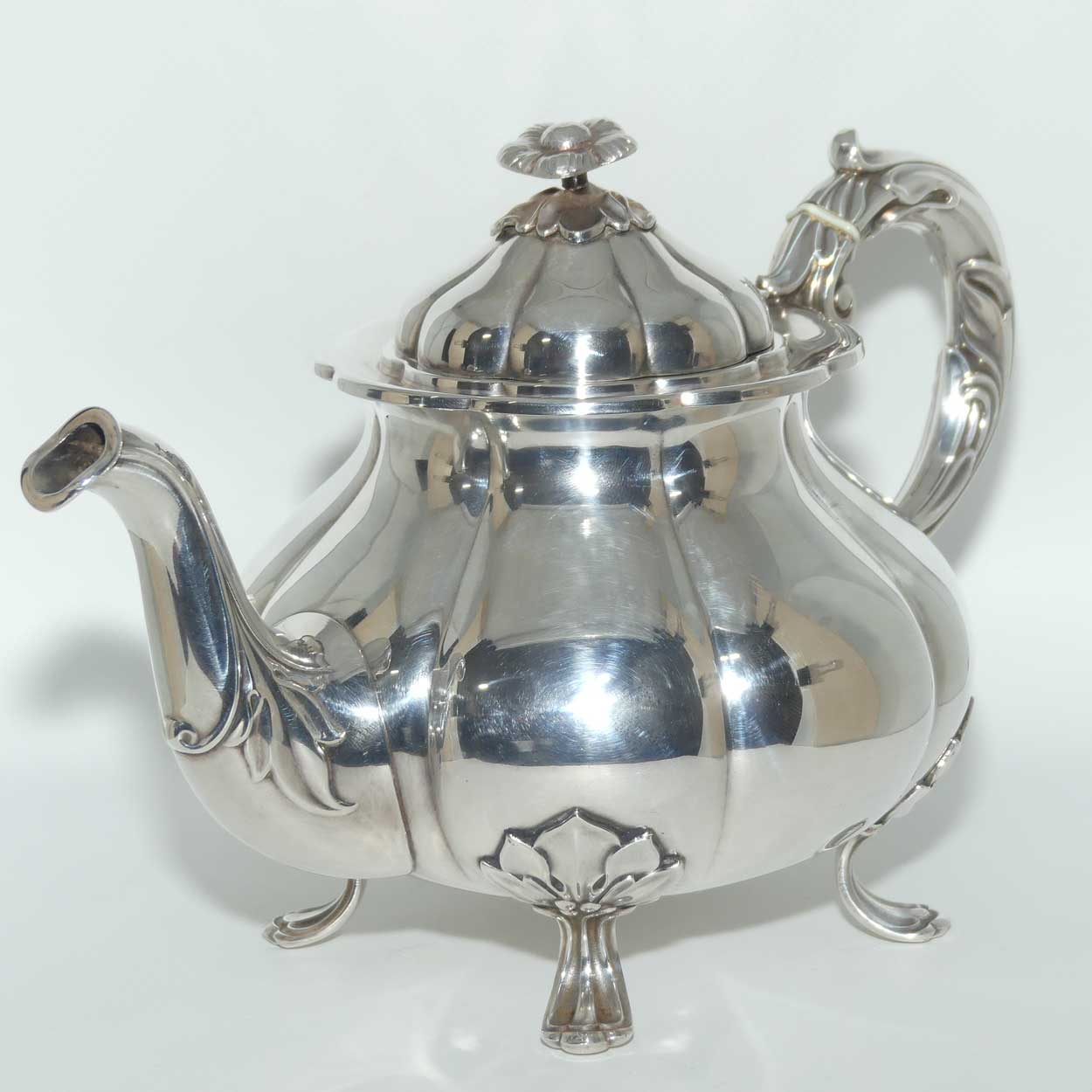 Fine quality Cohr Denmark EPNS Silver Plated Tea Pot with pumpkin shape on 4 feet