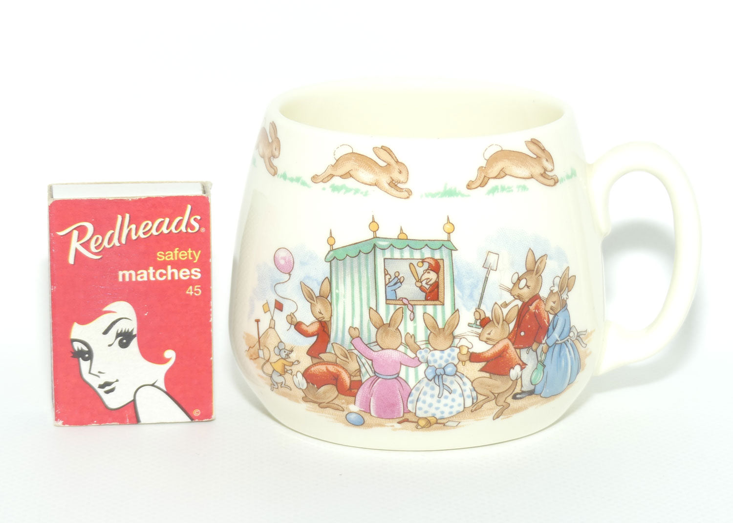 Royal Doulton Bunnykins Punch and Judy Show | Icecream on the Beach single handle Don mug