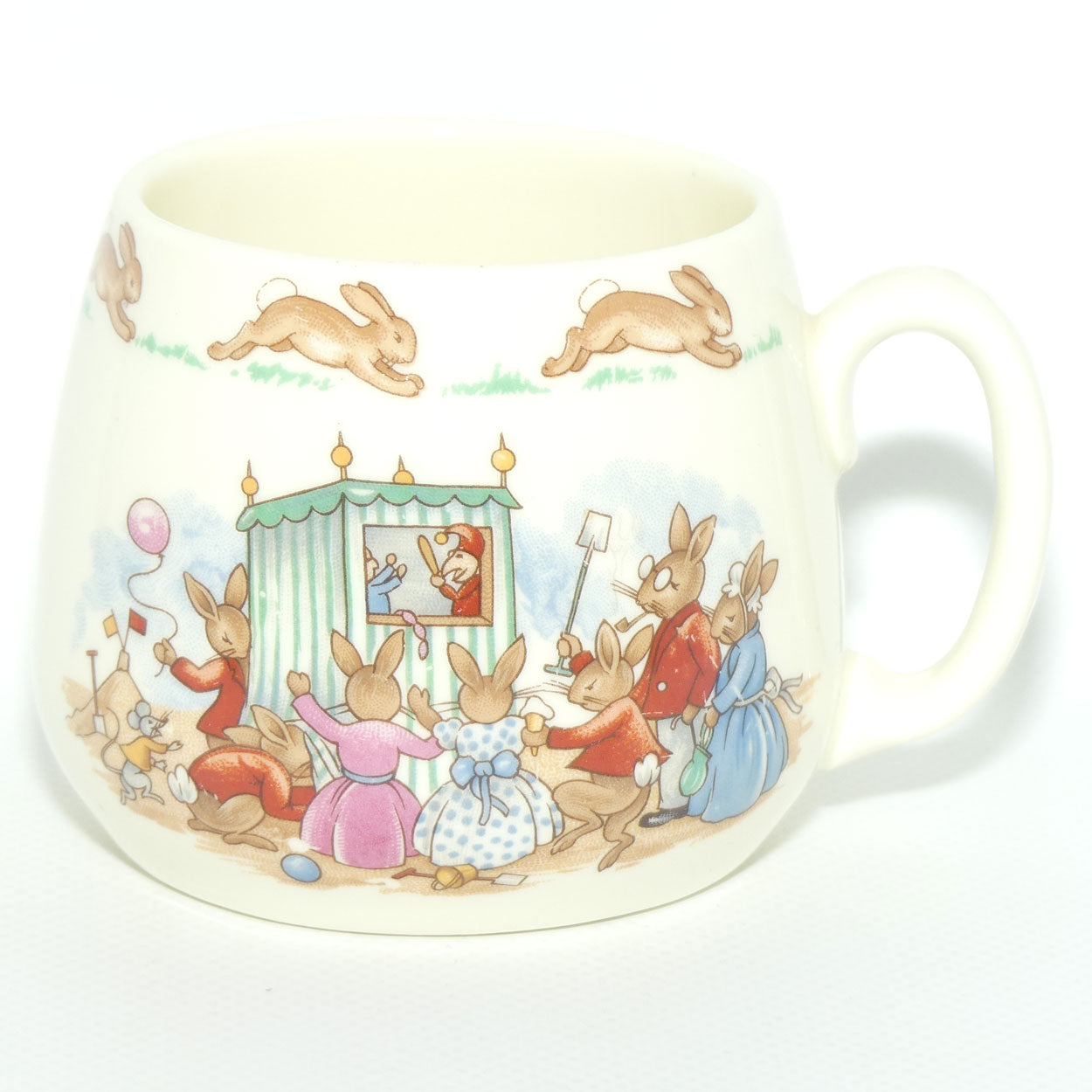 Royal Doulton Bunnykins Punch and Judy Show | Icecream on the Beach single handle Don mug