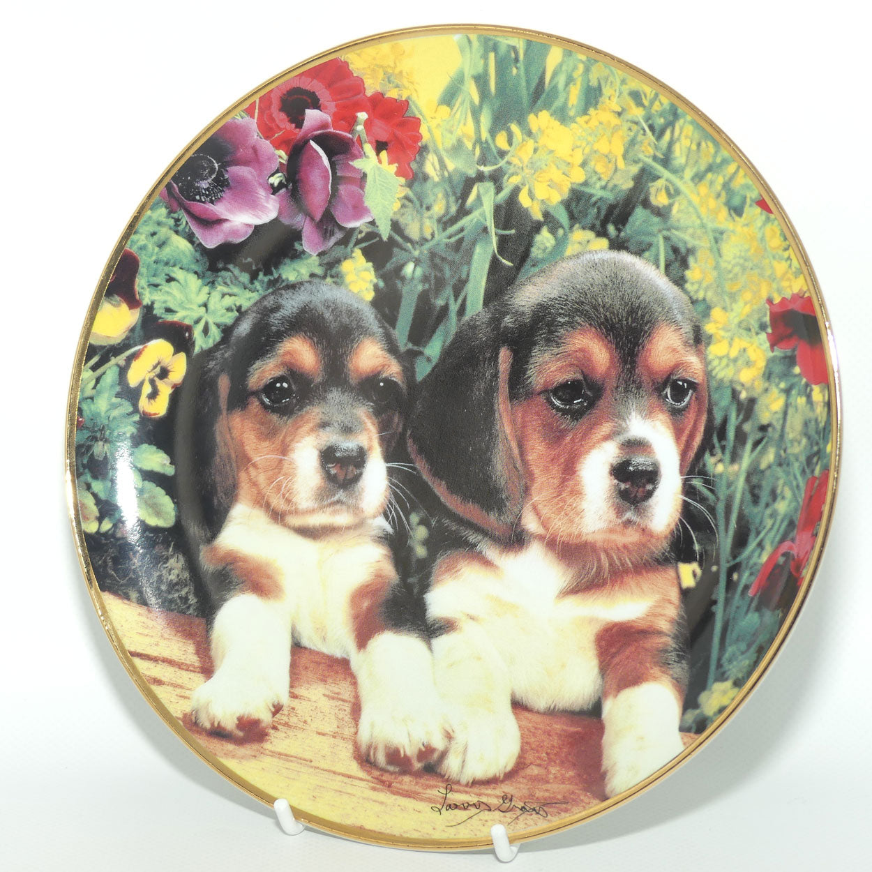 Franklin Mint | Puppies and Posies plate by Larry Grant