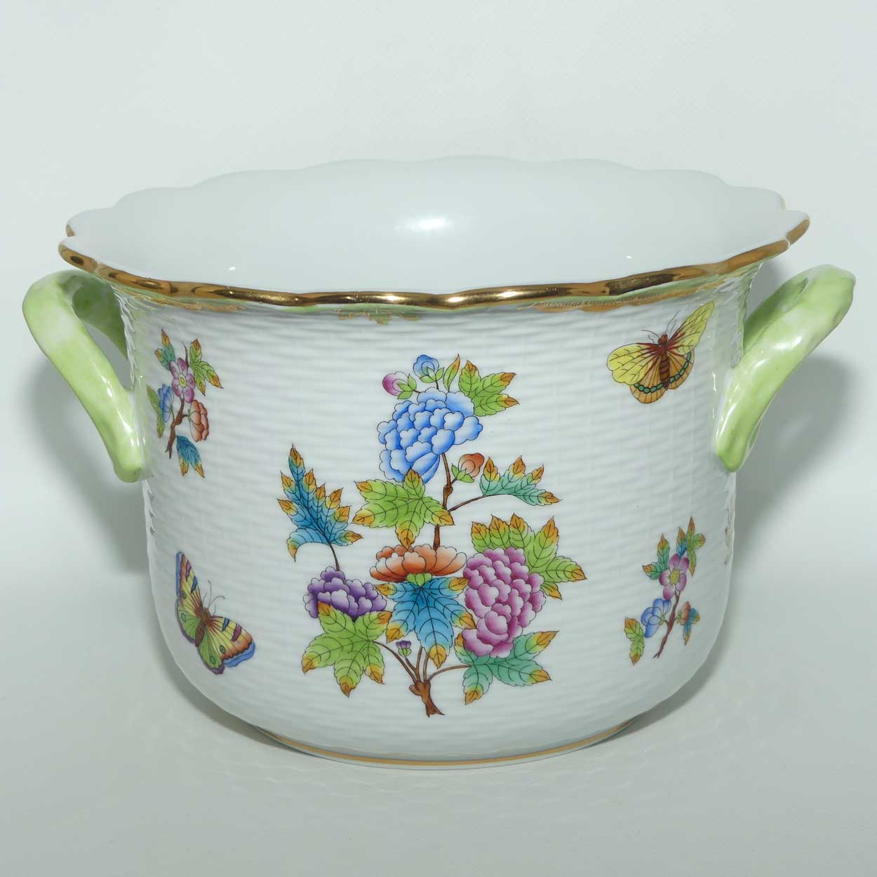 Herend Hungary Queen Victoria pattern | Double Handle Planter Pot