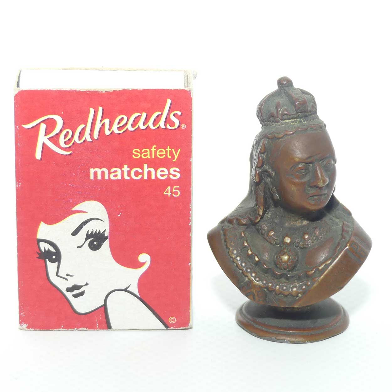 Antique Miniature Bronze Bust of Queen Victoria