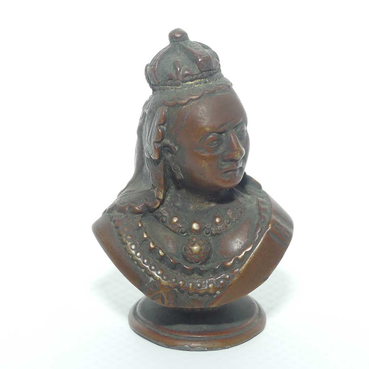 Antique Miniature Bronze Bust of Queen Victoria