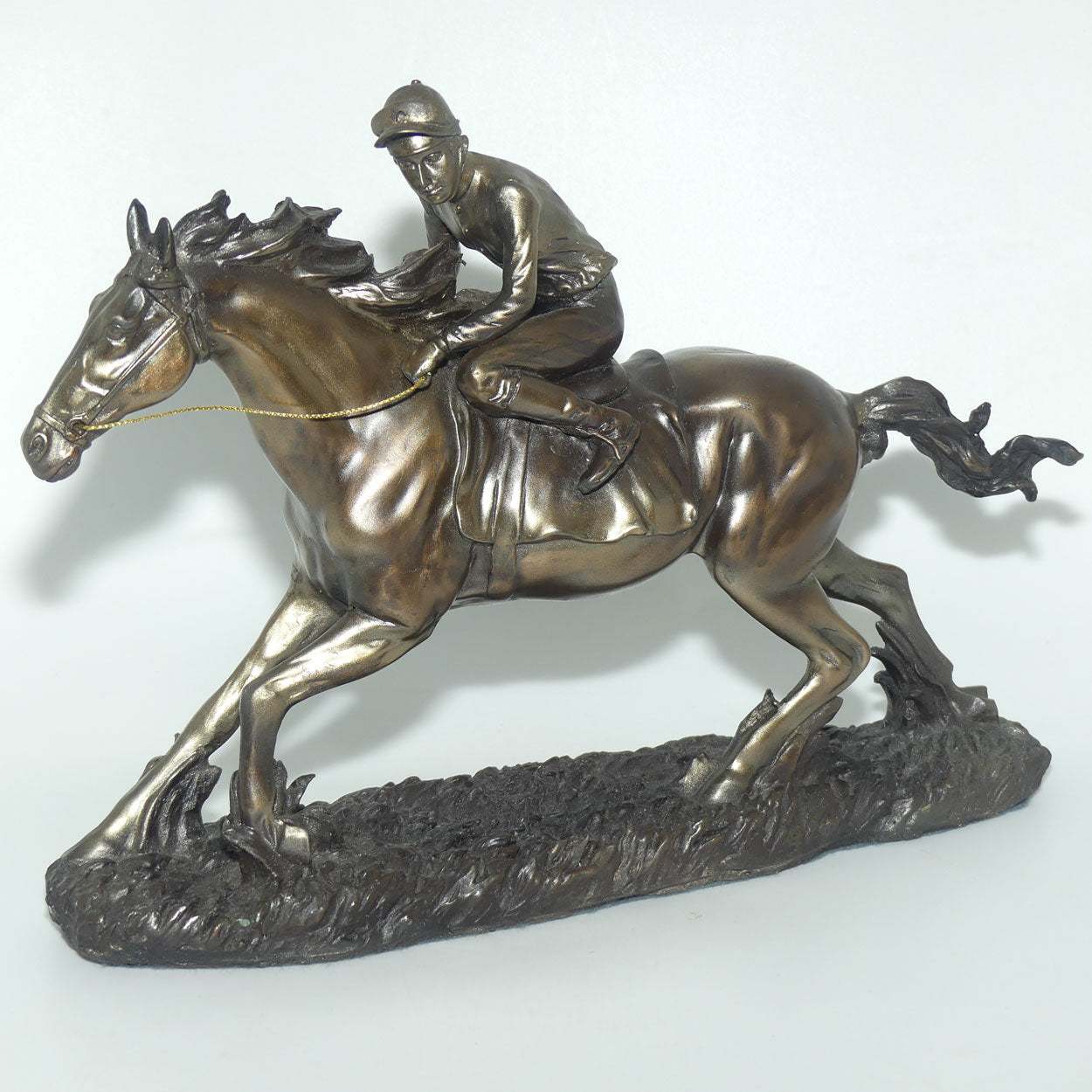 Decorator Cold Cast Bronze Jockey on Racehorse