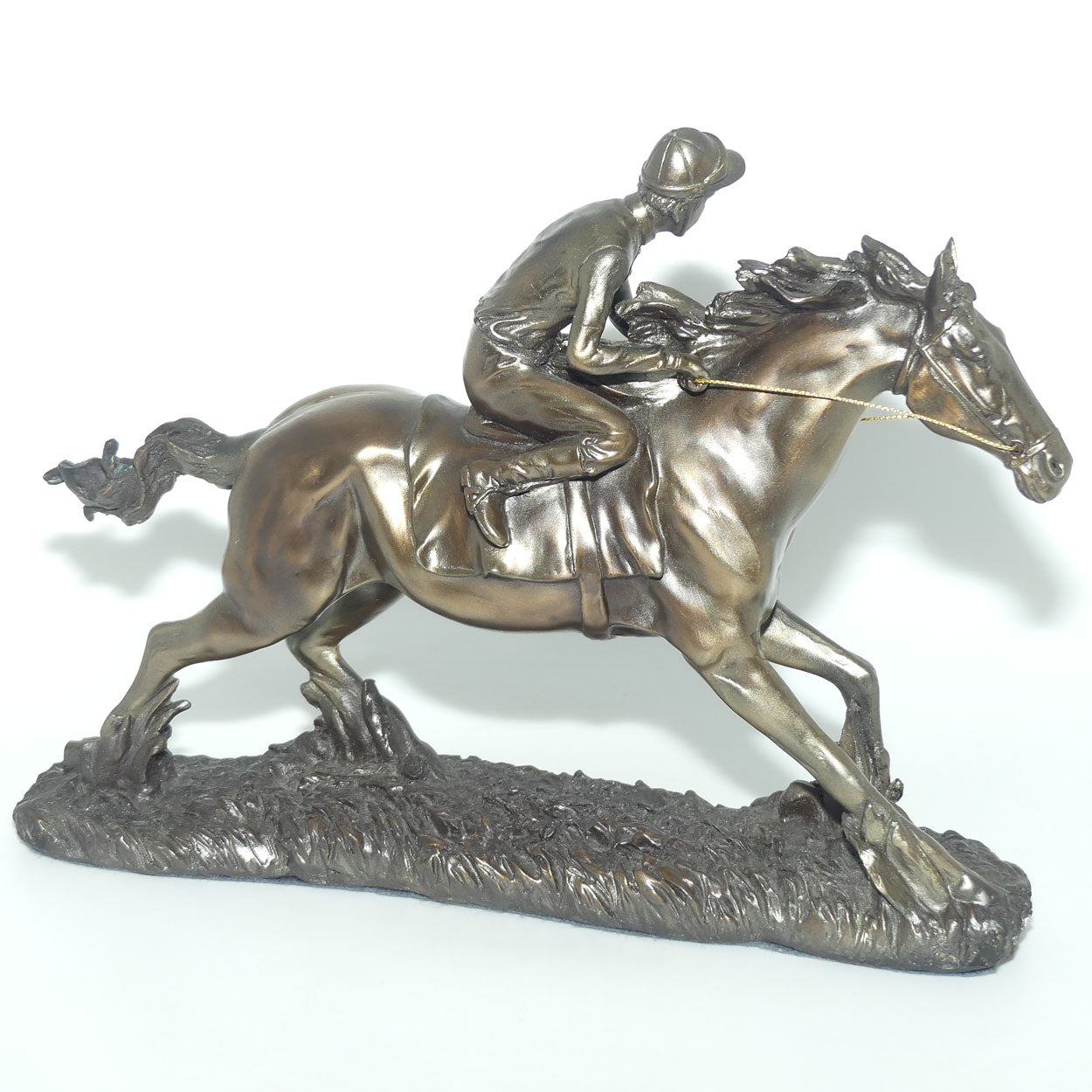 Decorator Cold Cast Bronze Jockey on Racehorse