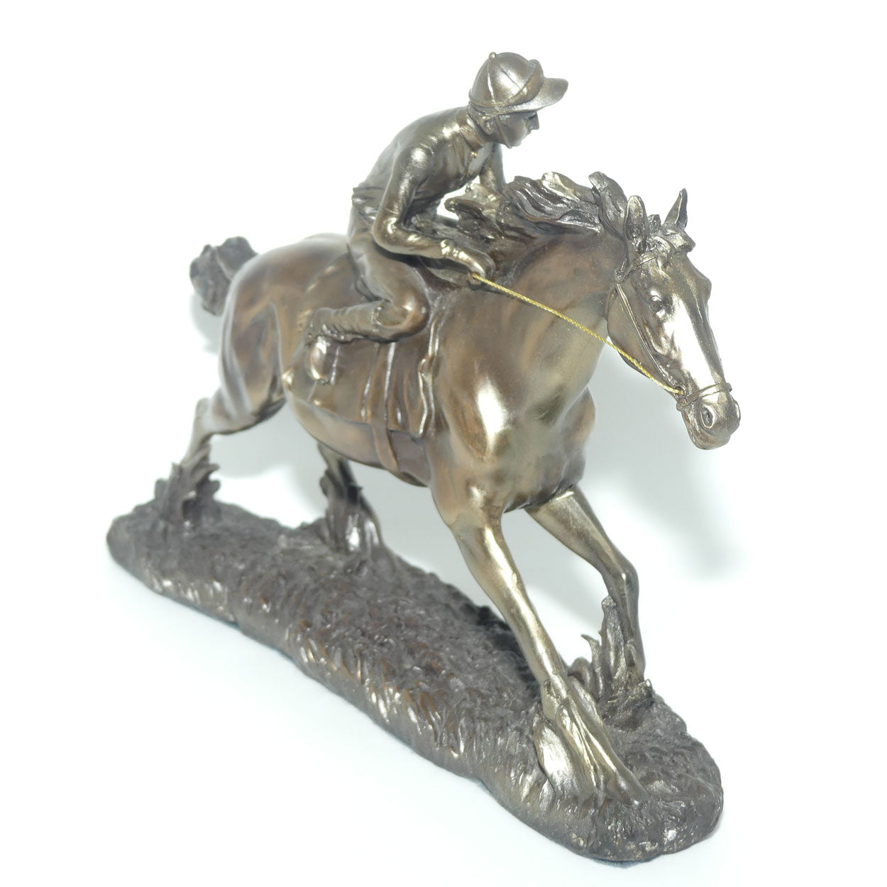 Decorator Cold Cast Bronze Jockey on Racehorse