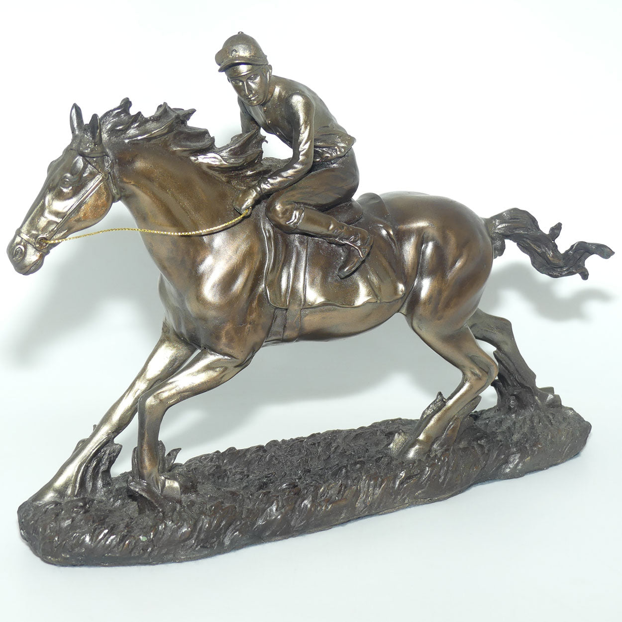 Decorator Cold Cast Bronze Jockey on Racehorse