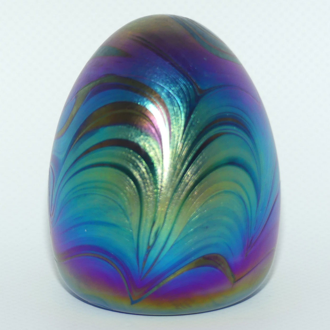 Australian Studio Art Glass | Amethyst Iridescent egg paperweight