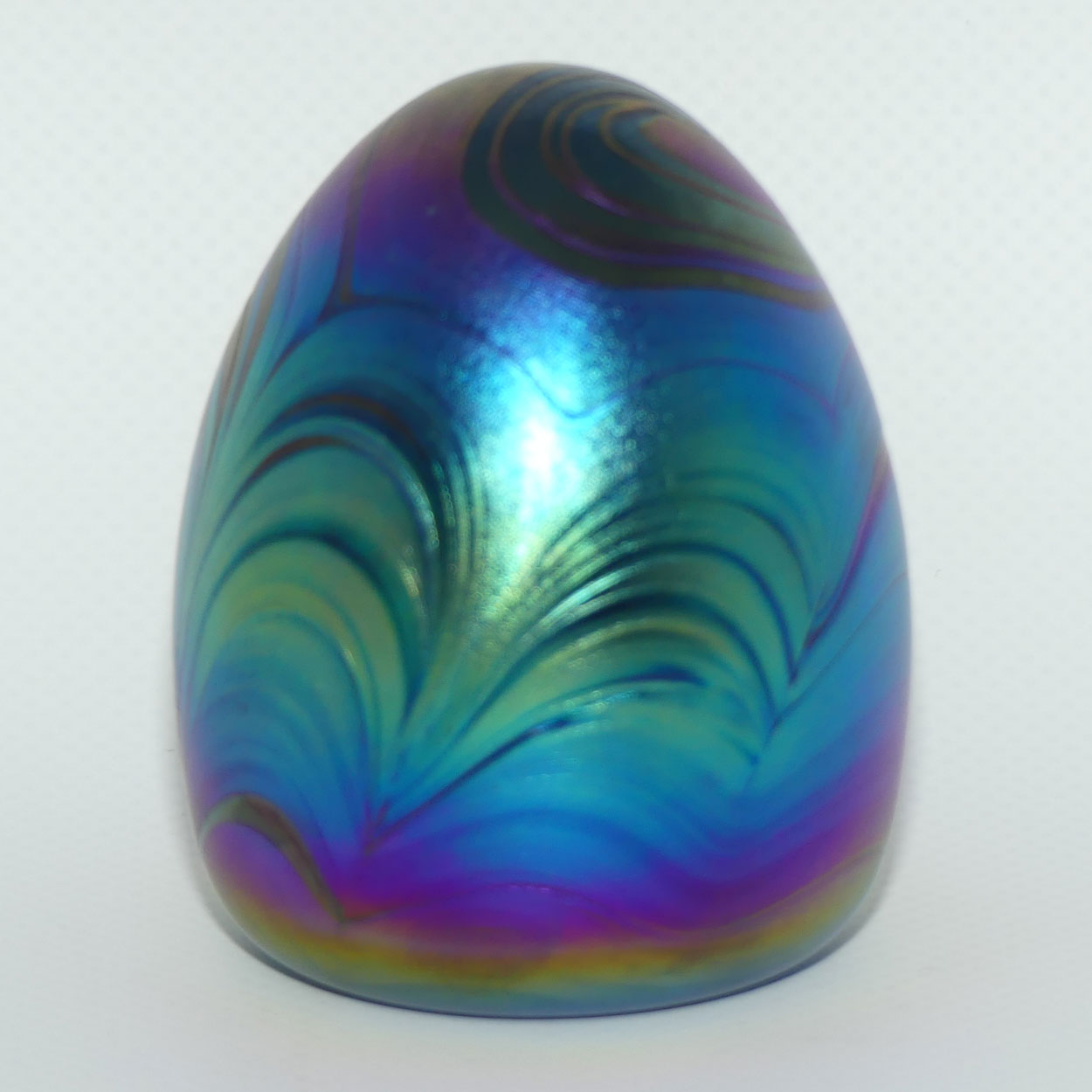Australian Studio Art Glass | Amethyst Iridescent egg paperweight