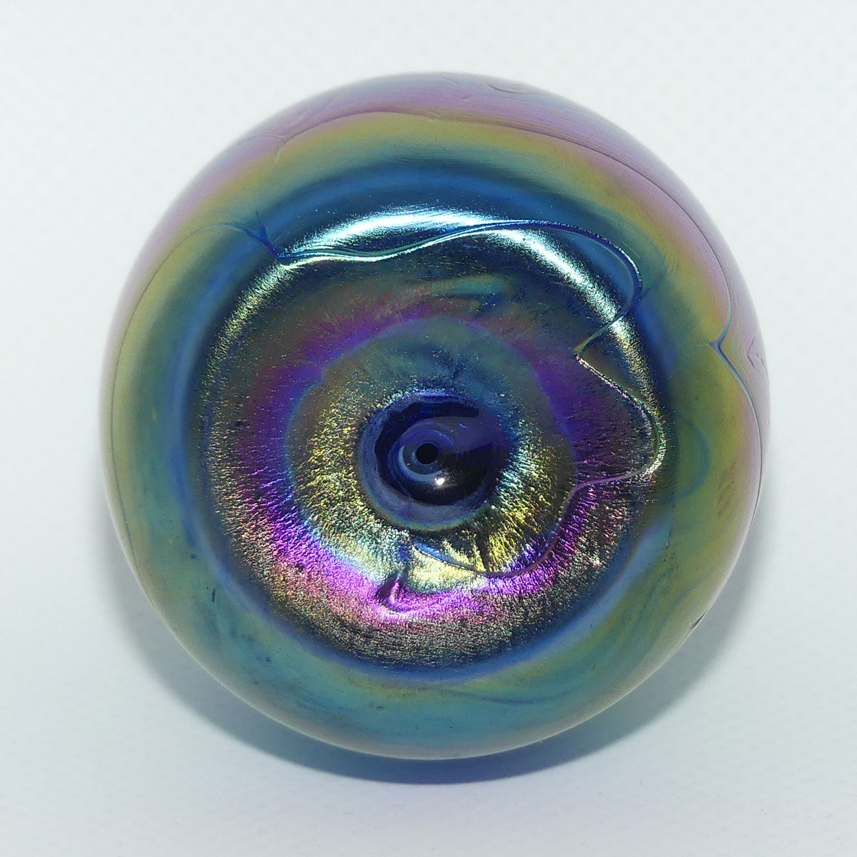 Australian Studio Art Glass | Amethyst Iridescent egg paperweight