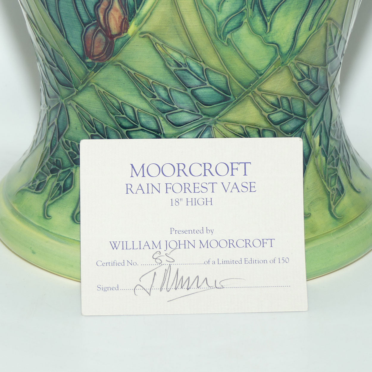 Moorcroft Rain Forest 95/16 vase | LE 85/150 | Cert