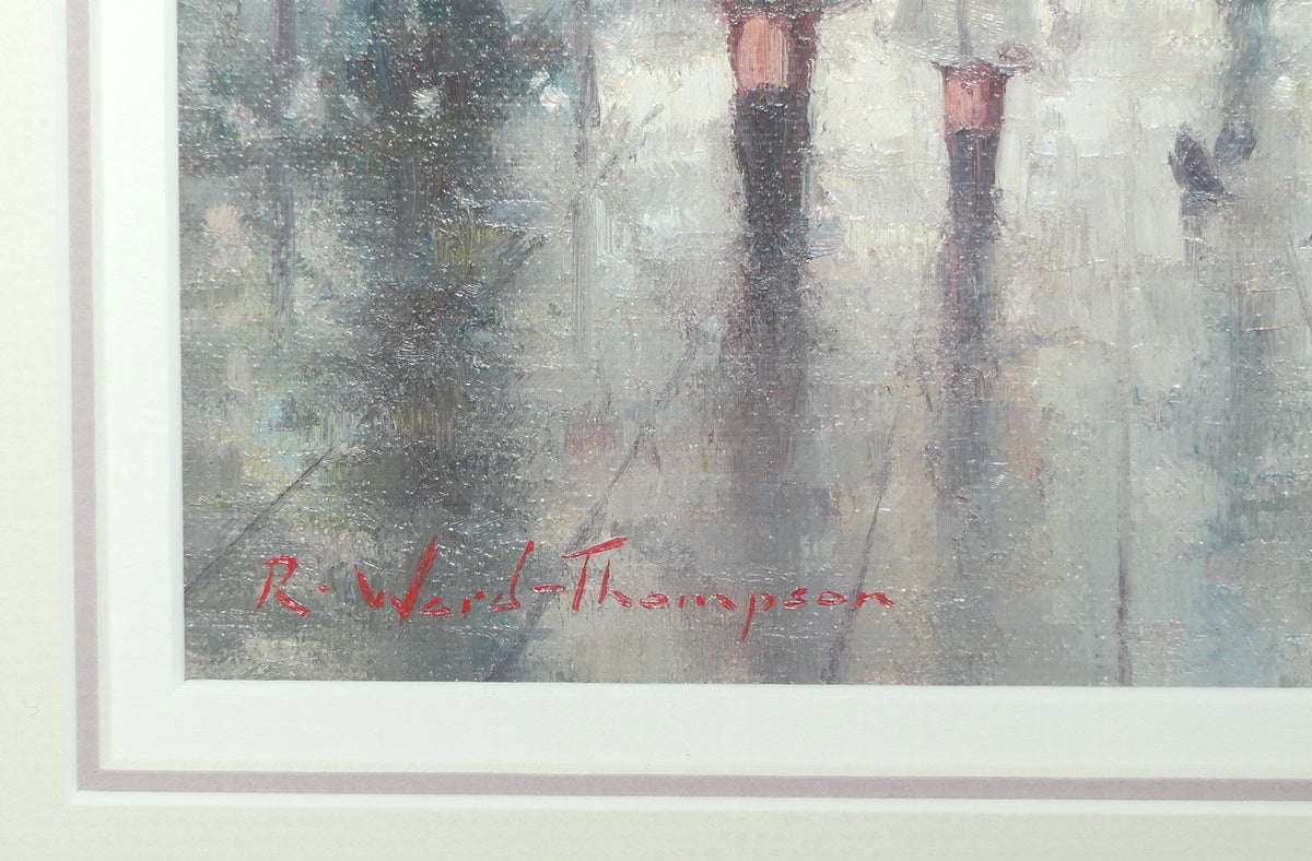 Original Oil on Board under Glass | Gilt Framed | Rainy Day in Manly | by Ramon Ward-Thompson