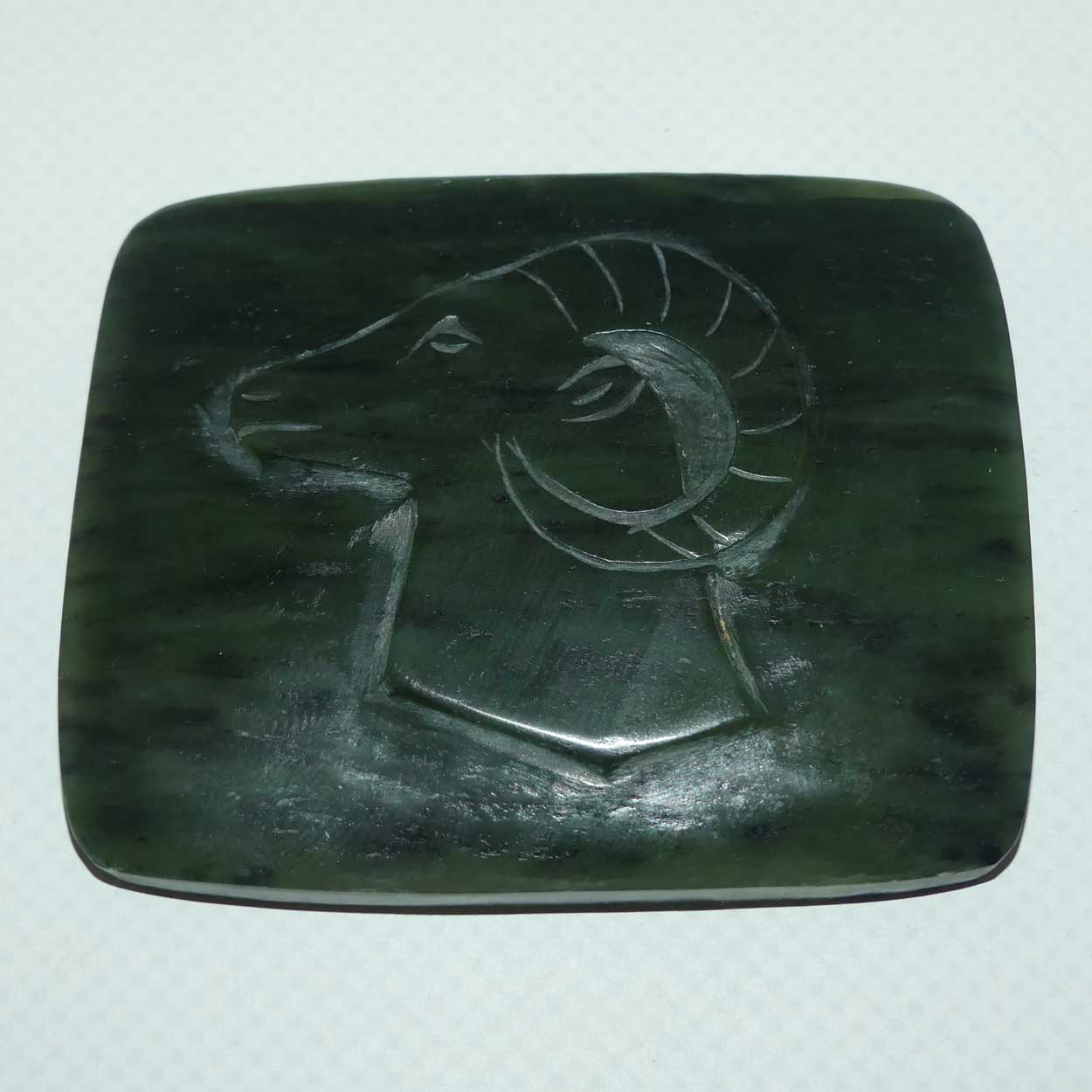 Nephrite Jade Carved panel | figural Rams Head
