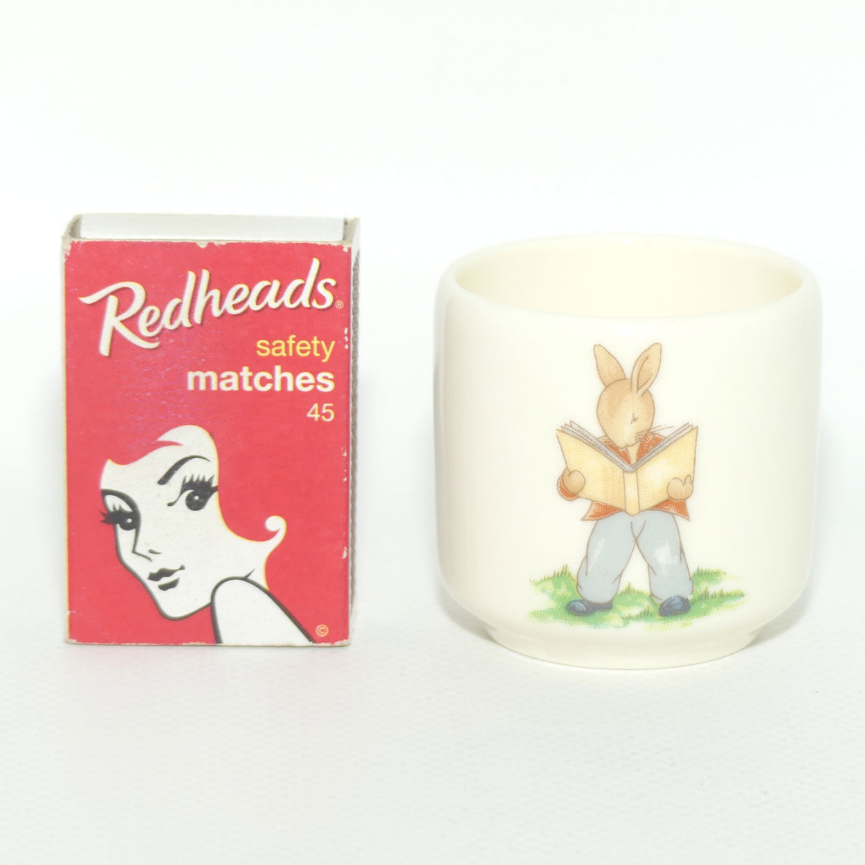 Royal Doulton Bunnykins egg cup | boxed | Reading | Playing with Doll and Pram