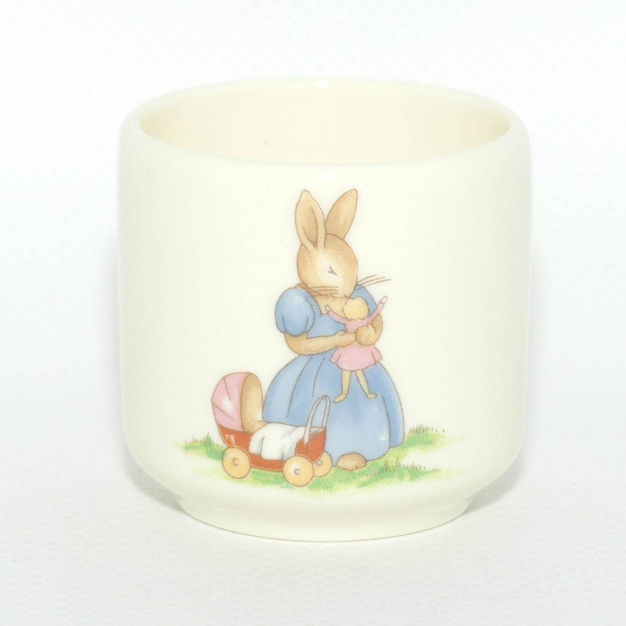 Royal Doulton Bunnykins egg cup | boxed | Reading | Playing with Doll and Pram