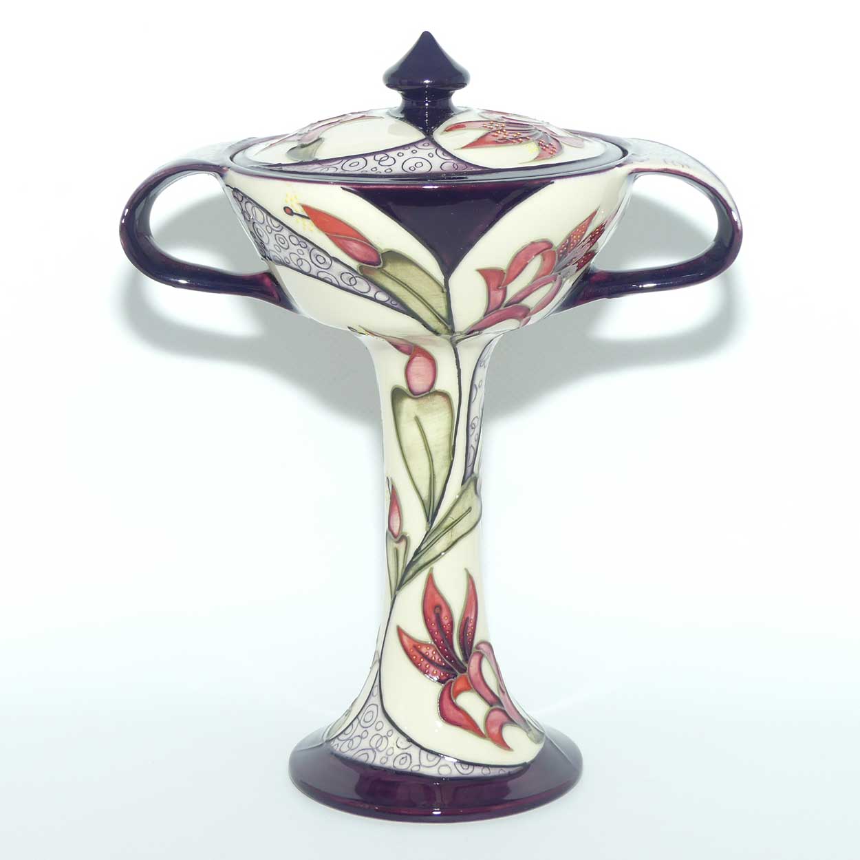 Moorcroft Red Lily bonboniere | Shape 28/9 | red dot