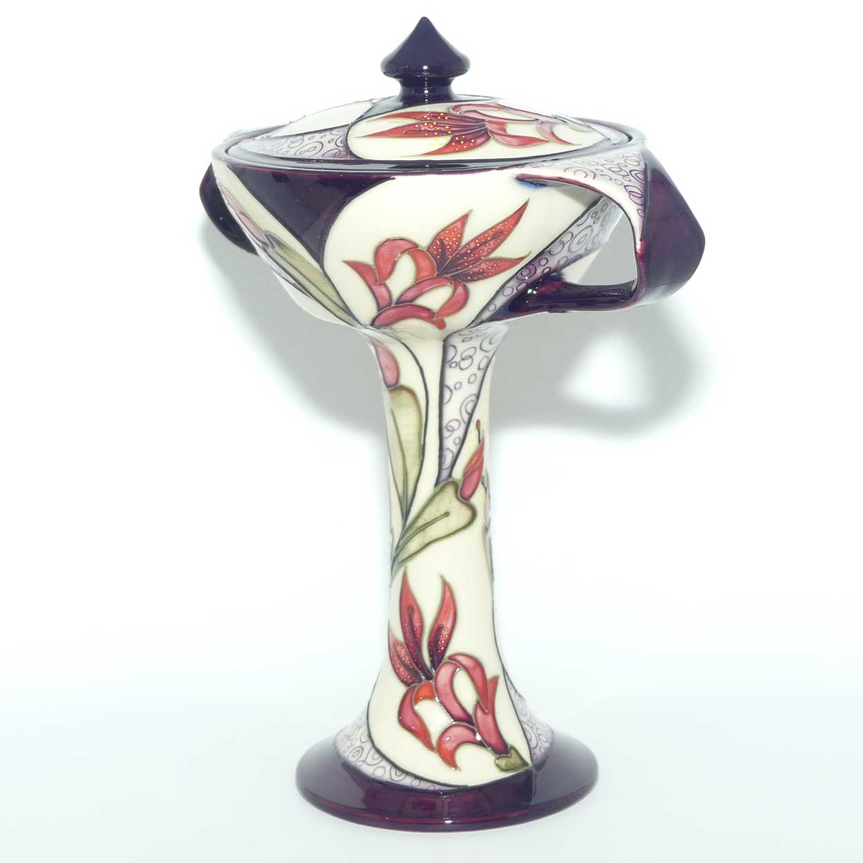 Moorcroft Red Lily bonboniere | Shape 28/9 | red dot