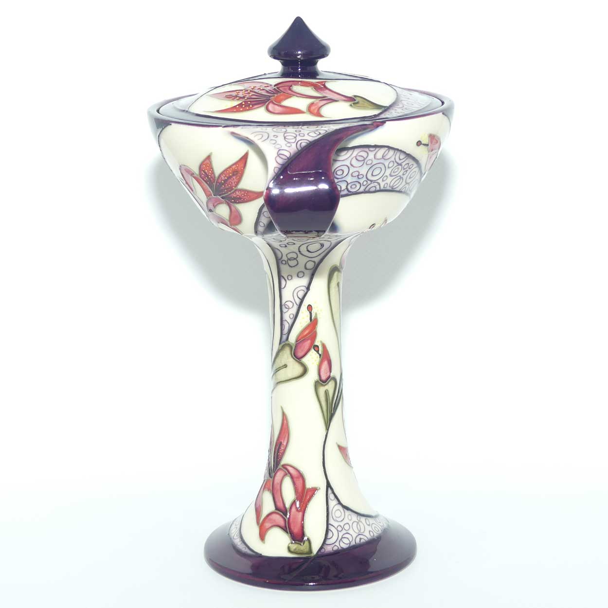 Moorcroft Red Lily bonboniere | Shape 28/9 | red dot