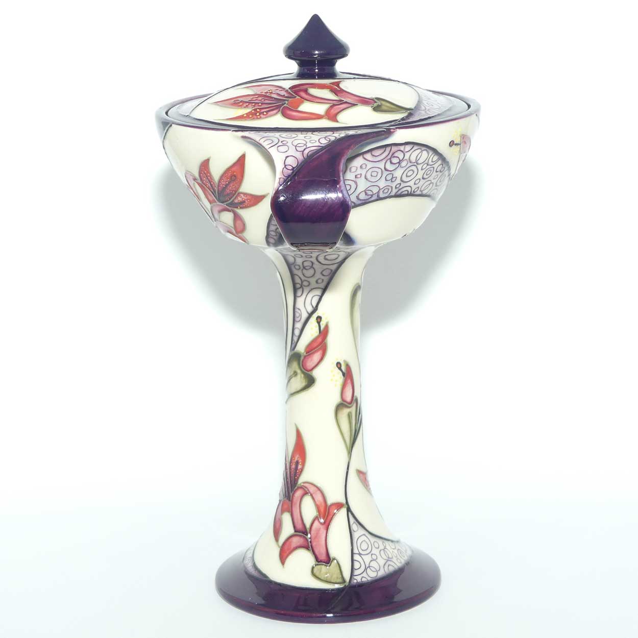 Moorcroft Red Lily bonboniere | Shape 28/9 | red dot