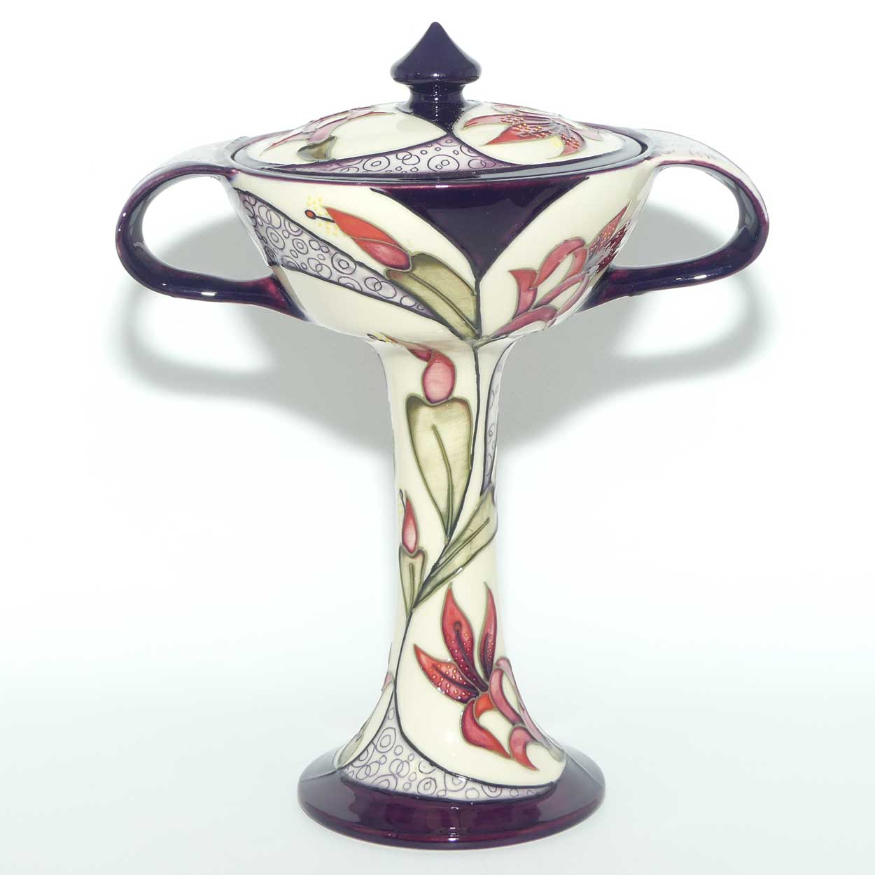 Moorcroft Red Lily bonboniere | Shape 28/9 | red dot